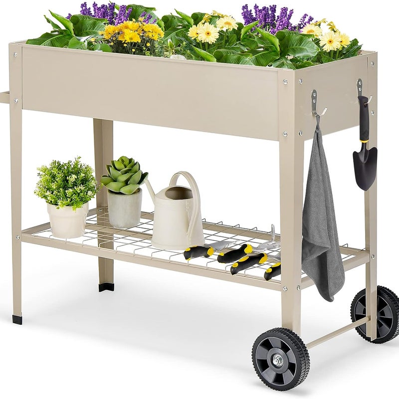 Podwyższona donica metalowa z nóżkami (biała)