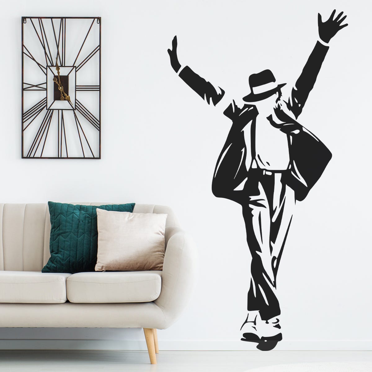 Sticker Mural - Michael Jackson - Noir - 47x88 cm | Leroy Merlin