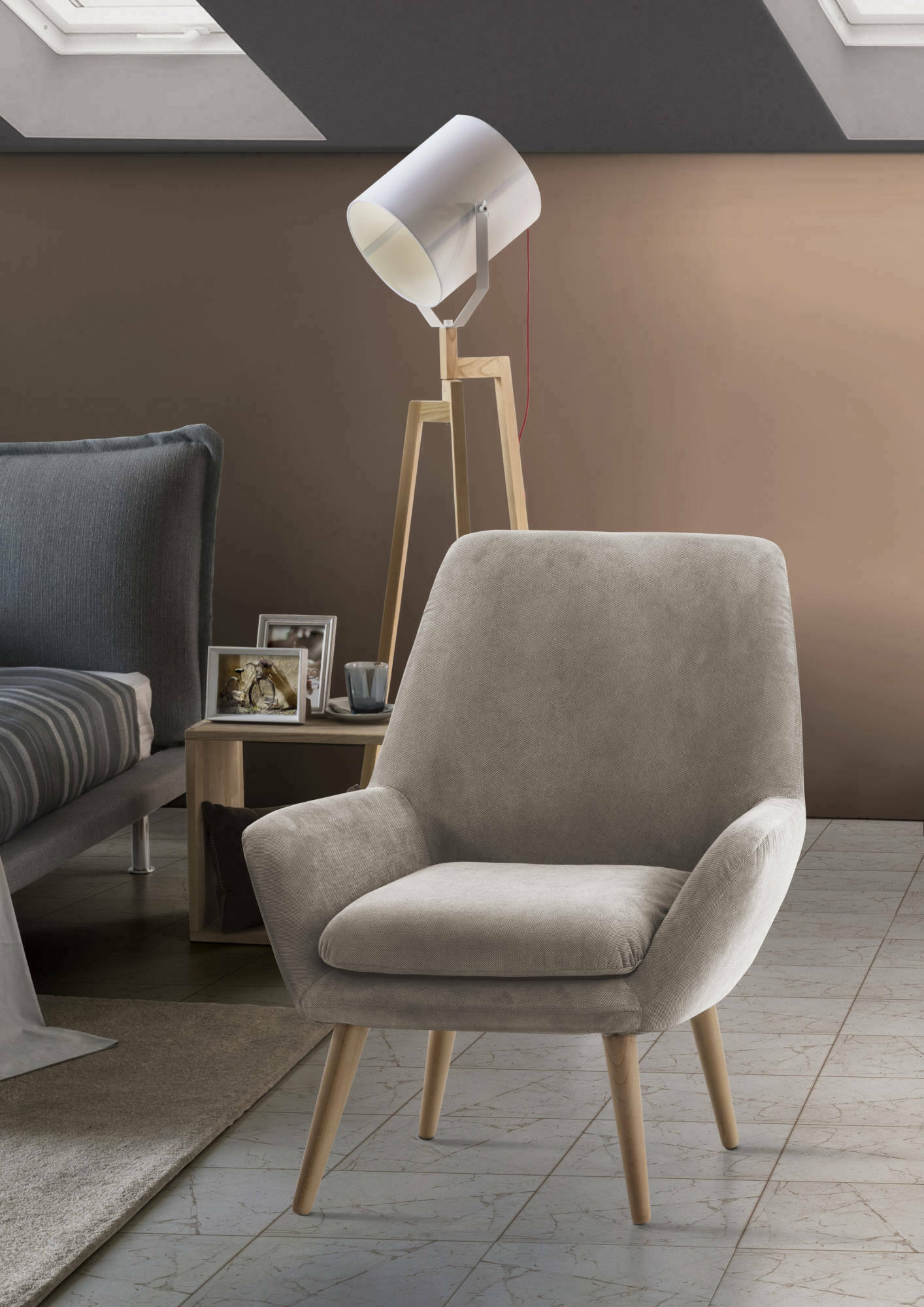 Sillón annarita, sillón lounge de diseño, 100% made in italy, sillón relax de tejido acolchado, 80x70h95 cm, gris tórtola