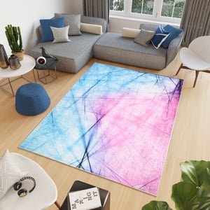 Tapis Main 65x125cm 3 Roses Bleues - Doux Antidérapant Pour Salon Chambre Salle De Bain Cuisine