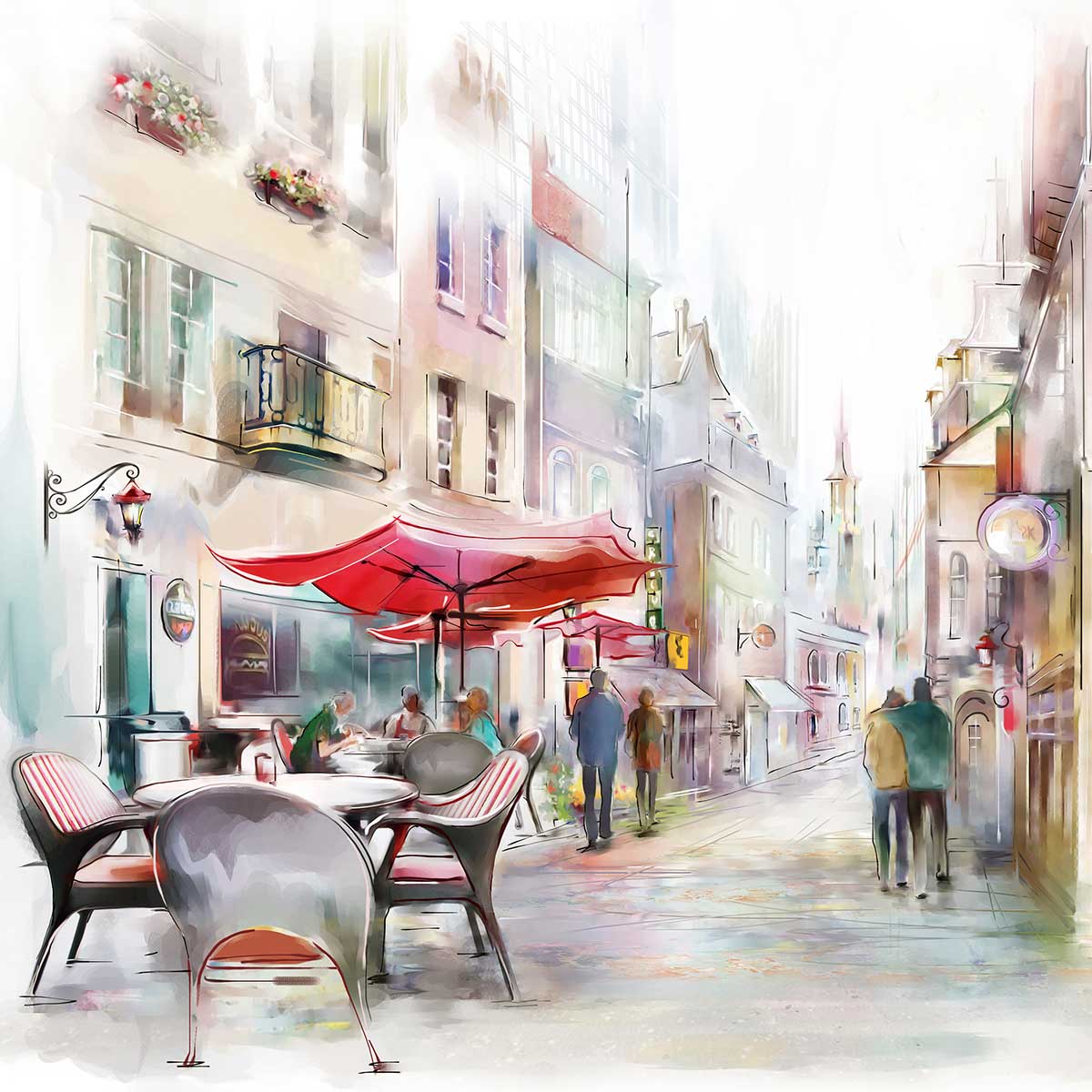 Tableau deco rue illustrée - 50x50 cm | Leroy Merlin