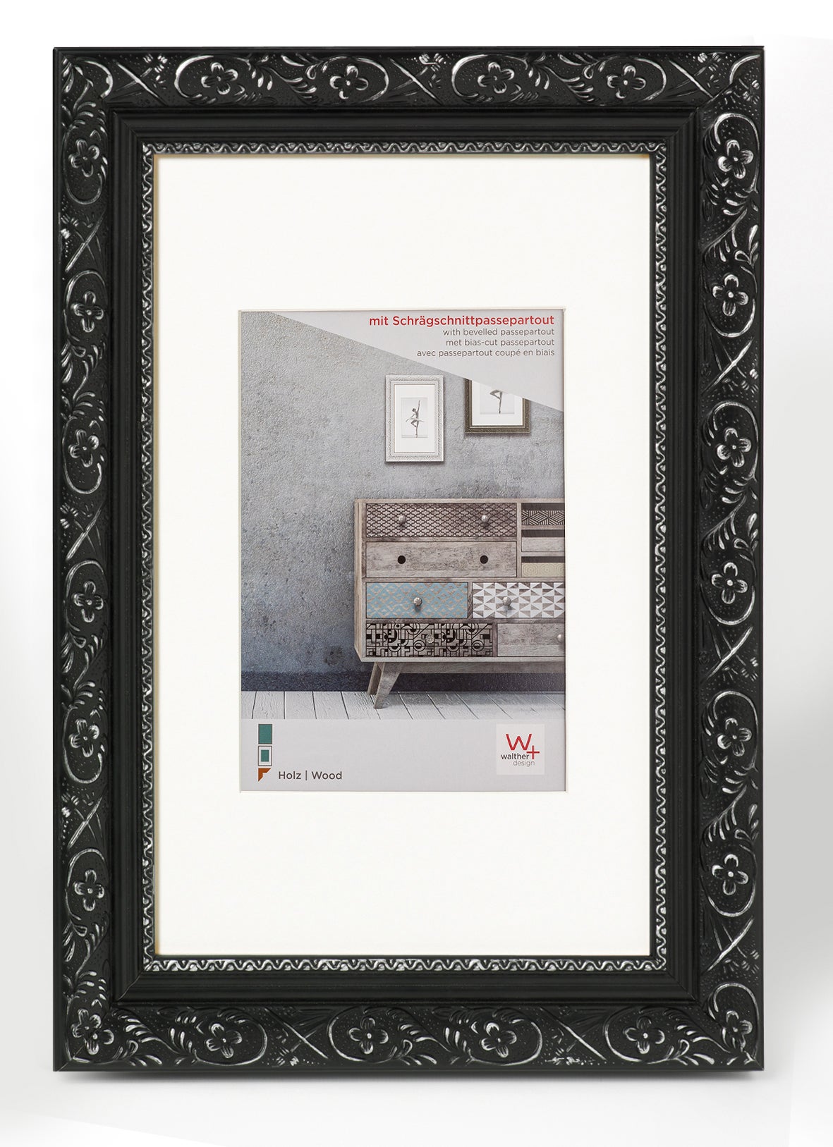 Cadre Photo Ancien En Bois Massif 'VIKTOR' - Style Shabby Vintage Baroque Noir - Clamaro Allemagne