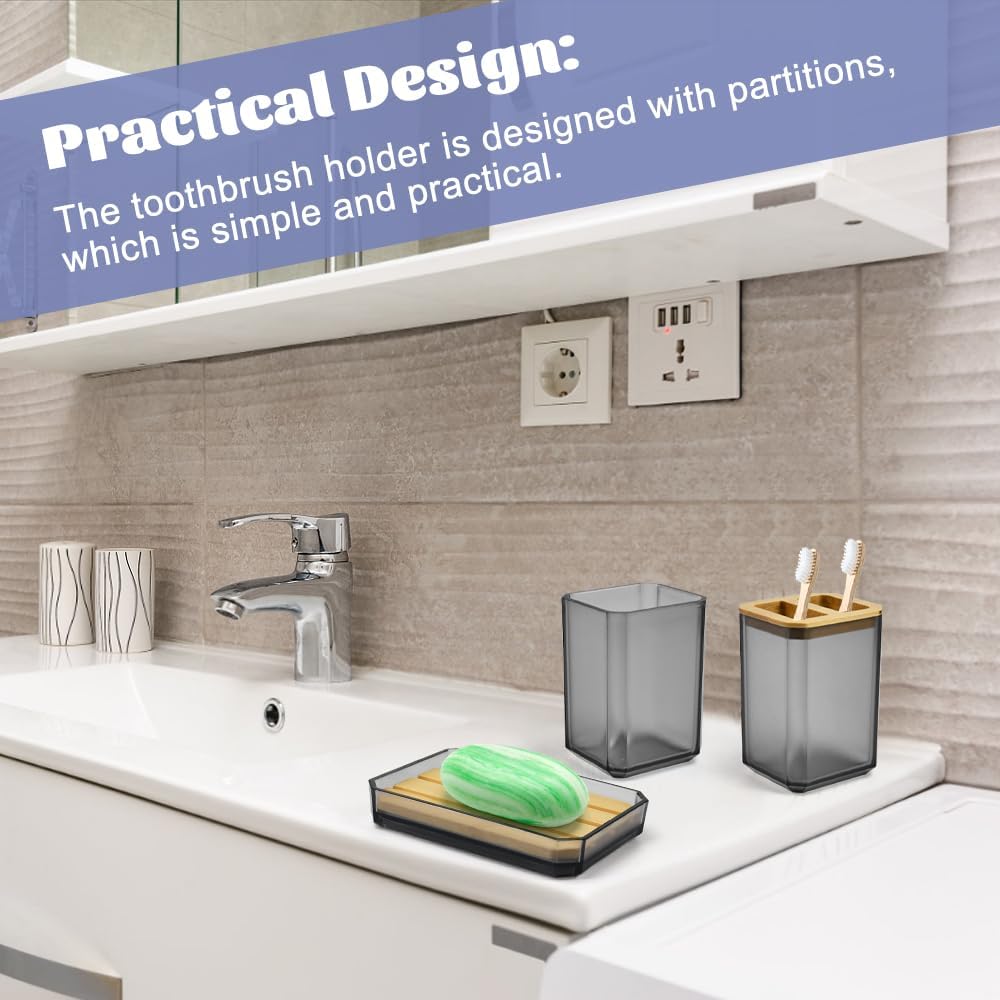 Juego Accesorios Baño 5 Piezas - Dispensador Jabón, Vaso, Porta Cepillos - Set Organización Moderno