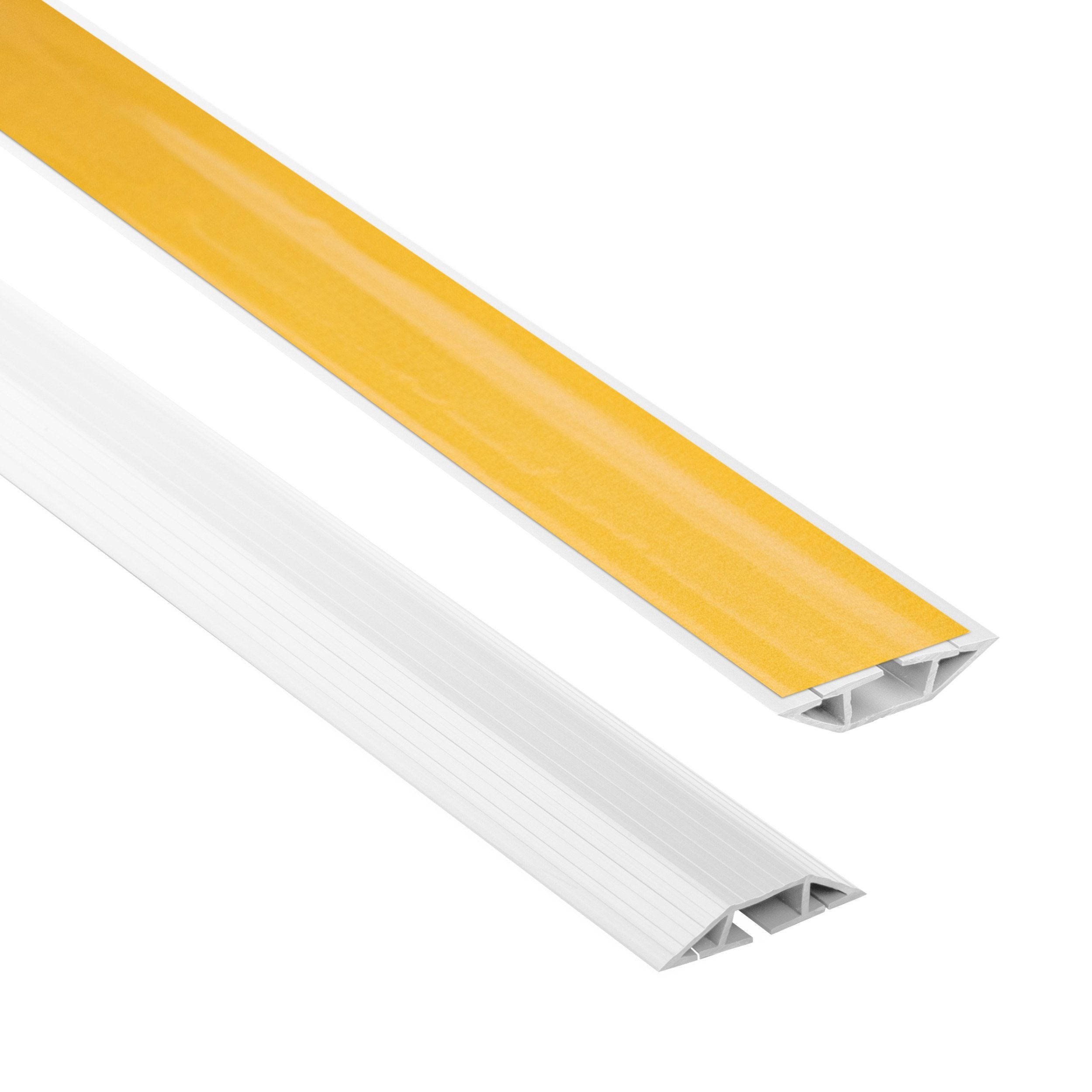 Kanał kablowy PVC samoprzylepny na podłogę 60 mm - osłona kabli 3-kanałowa, trapezowa - 2 m, biały