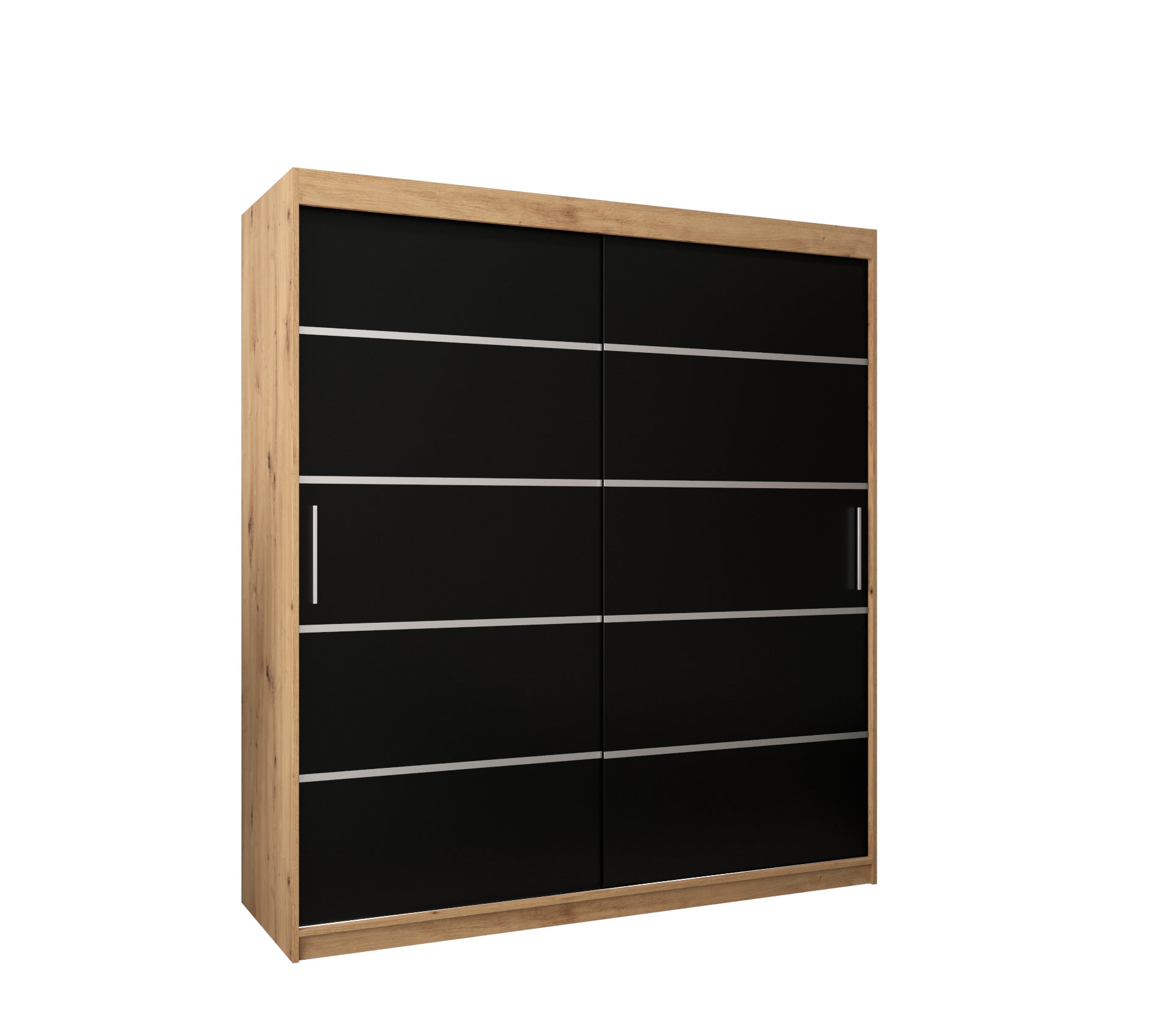 Szafa przesuwna garderoba Verona 1 180 x 62 x 200 cm Artisan + Czarny - Abiks Meble