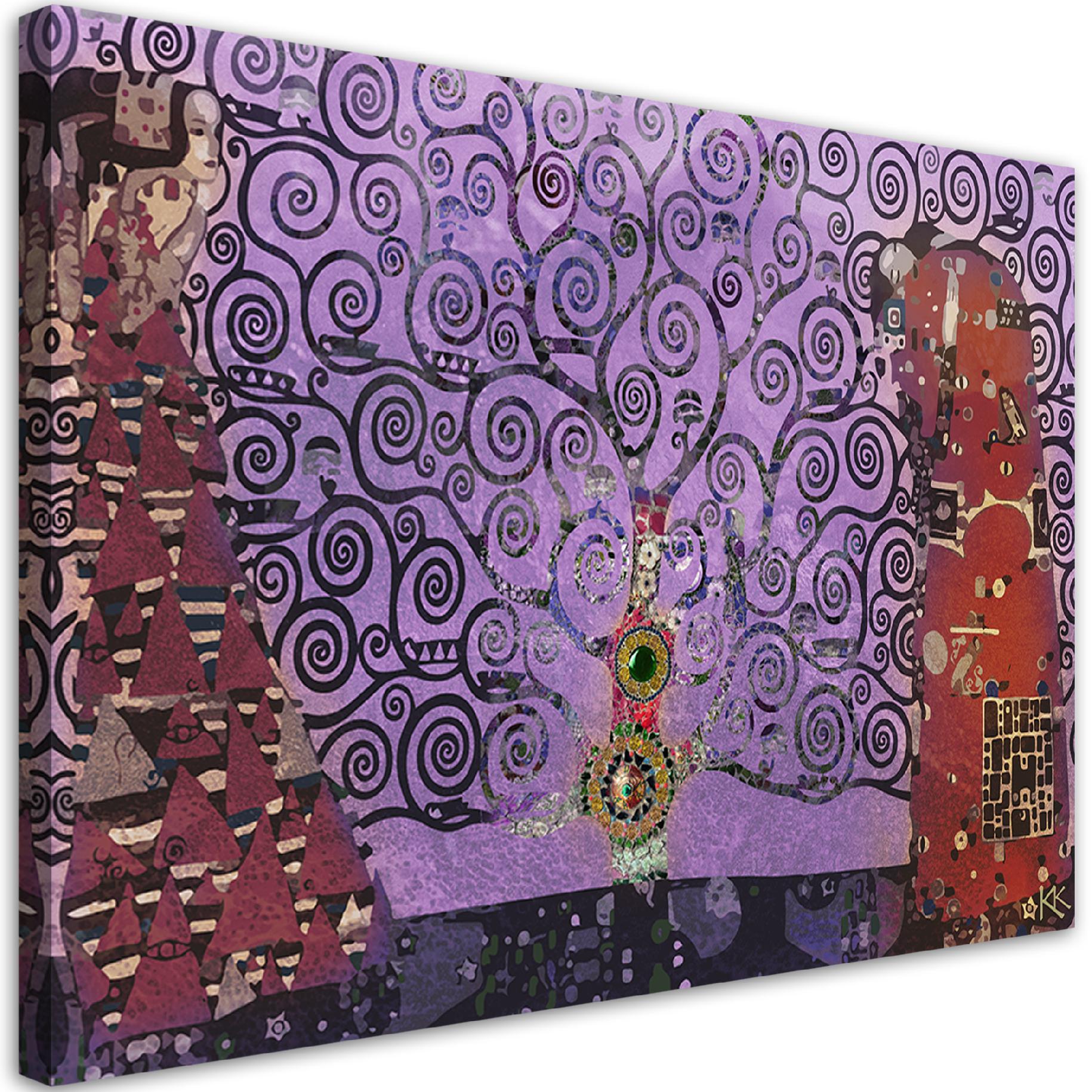 Obraz, Fioletowe drzewo życia abstrakcja Gustav Klimt 90x60