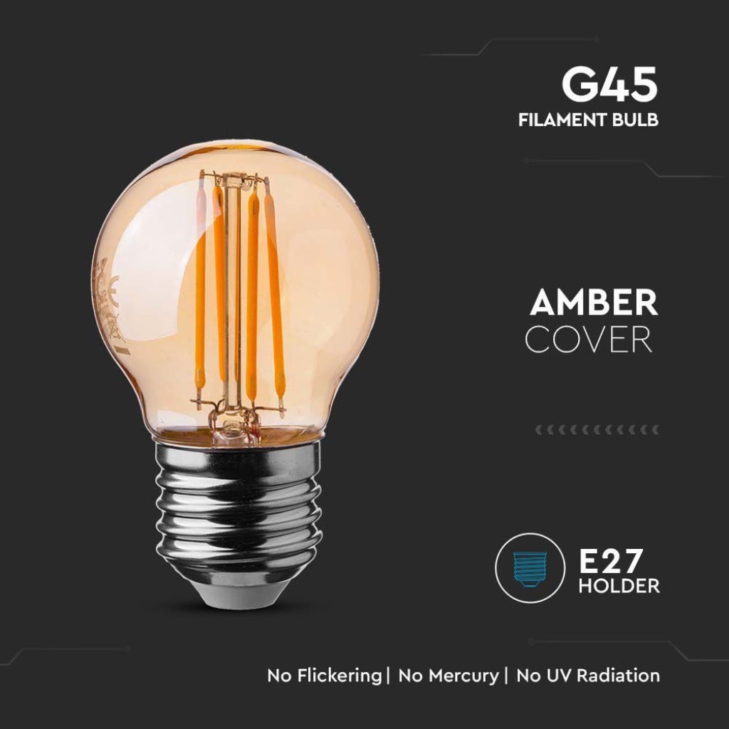 Lampadina LED E27 4W G45 Filamento Ambrato 2200K - 4