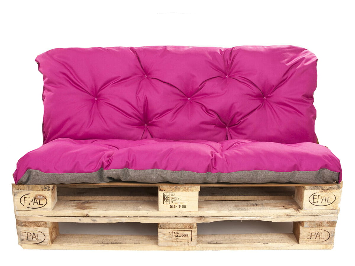 Conjunto cojines palet, asiento 120 x 60 y respaldo 120 x 40 cm rosa, cojines sofá / cojín para palet in/exterior, setgarden