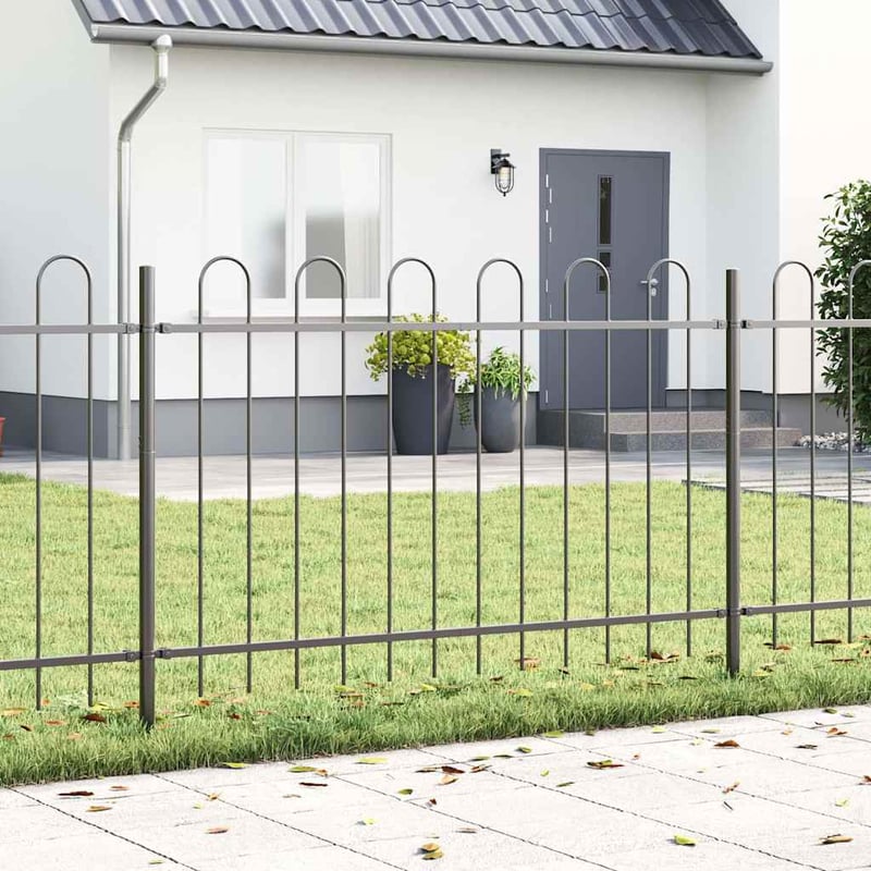 Ogrodzenie Ogrodowe Szary 13.6 x 0.8 m Stal Malowana Proszkowo vidaXL