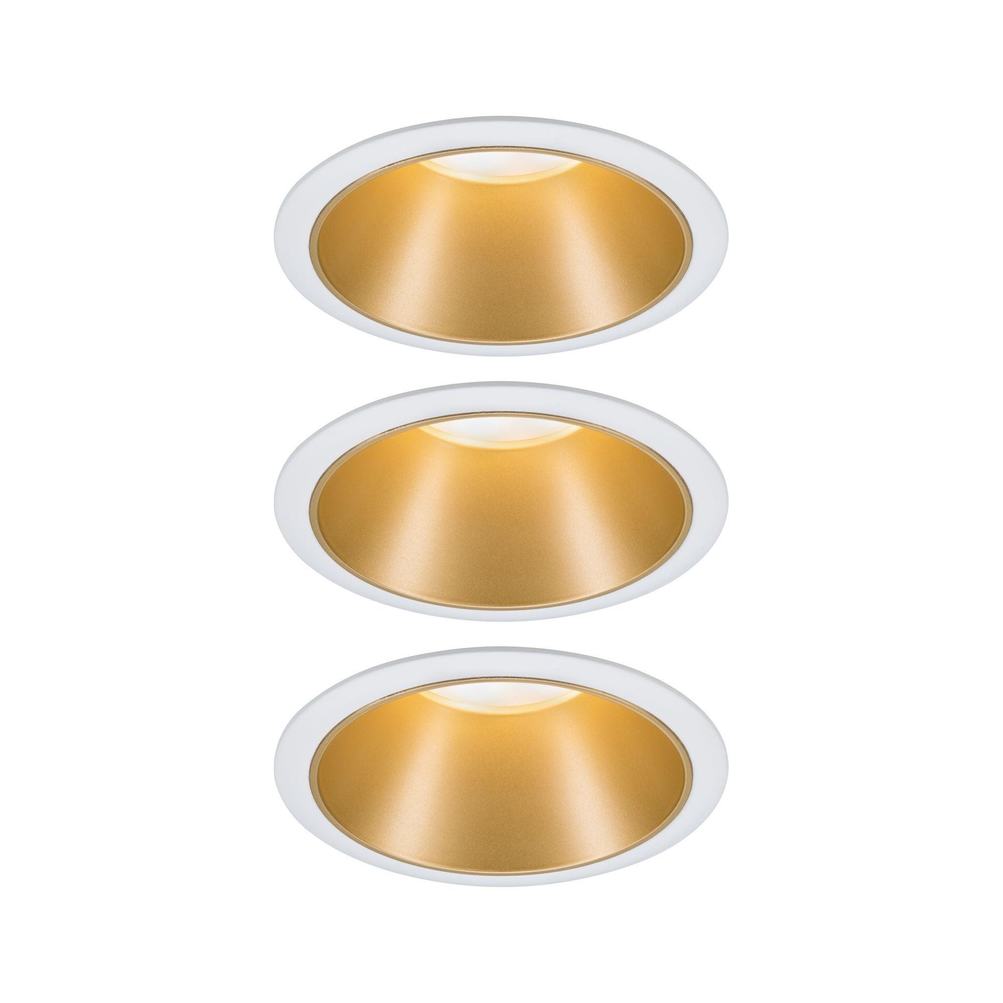 Spot encastré LED 3-Step-Dim Cole Coin Kit de 3 IP44 rond 88mm Coin 3x6W 3x460lm 230V gradable 2700K Blanc#Doré mat - 2