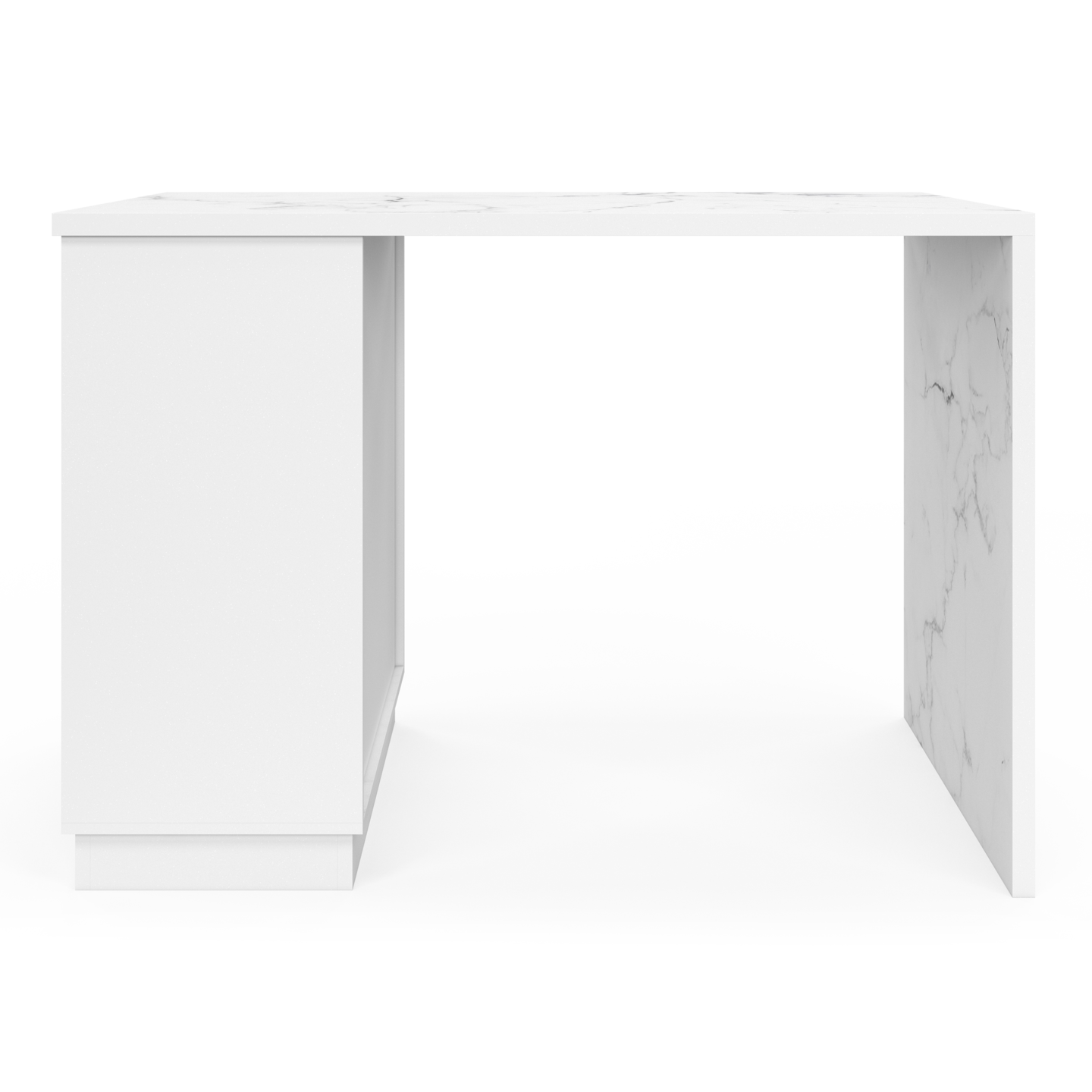 Ilot central mange-debout 4 personnes VITO 130 cm blanc et plateau marbre ALASKA - 3