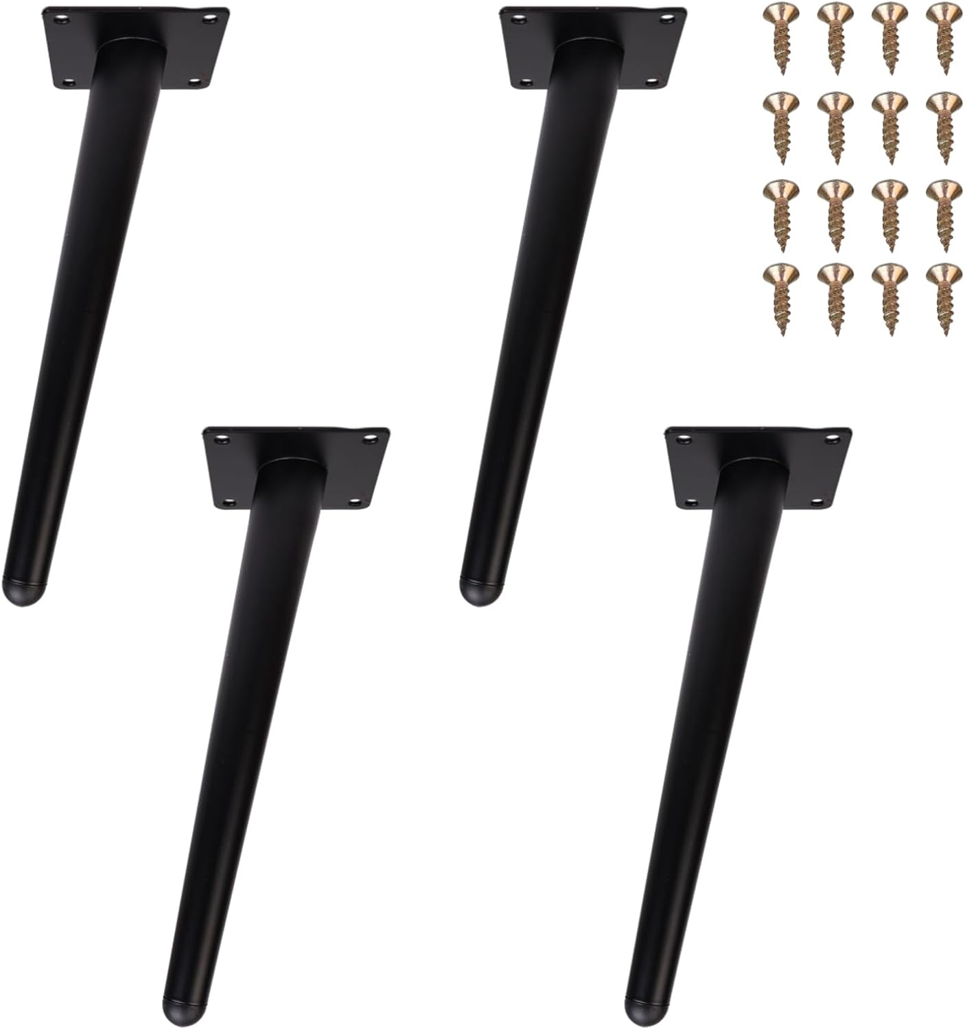 Zestaw 4 czarnych metalowych nóg stołowych - 25 cm kątowe nogi meblowe - do stolików kawowych, sof, szafek RTV, krzeseł, szafek