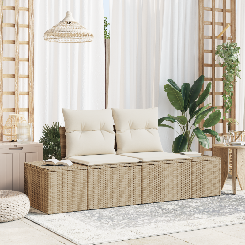 Sofa Ogrodowa z poduszką Beżowy 184 x 62 x 69 cm polirattan vidaXL