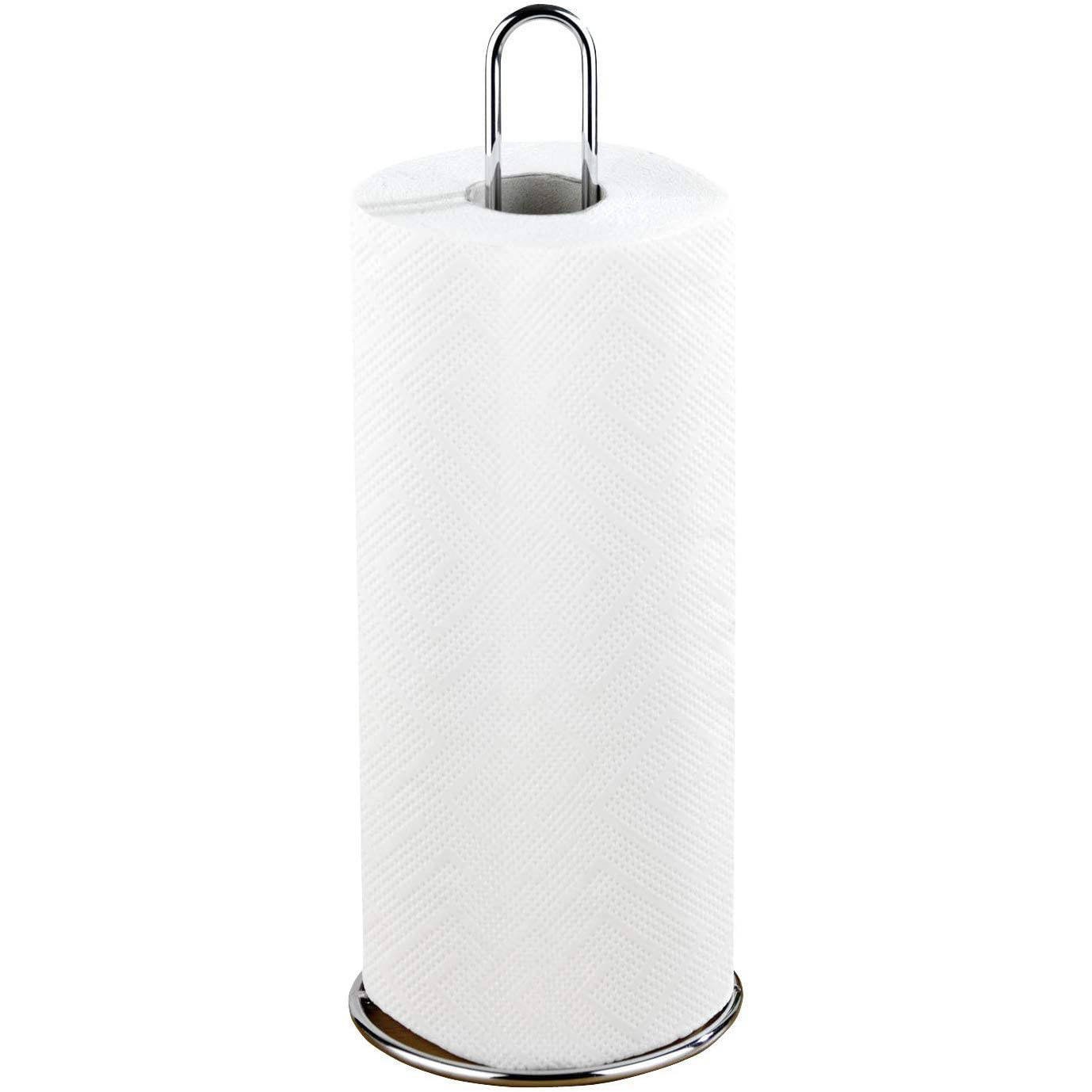 Porte-serviettes De Cuisine Sur Pied Avec Base En Marbre Pour Rouleaux De Taille Standard Ou Jumbo, Laiton Brossé