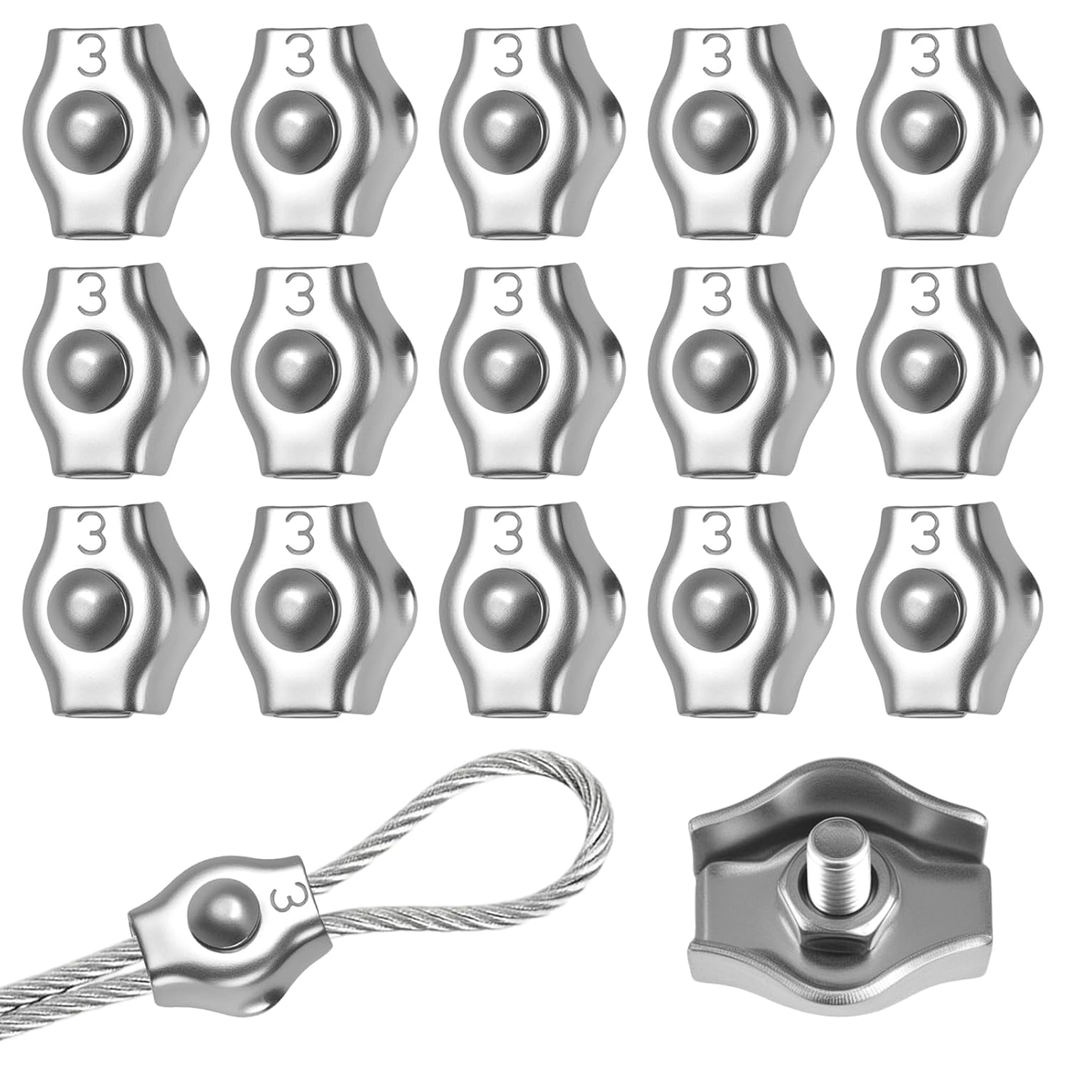 15 Pièces Serre Cable Acier pour Câble Métallique 2mm 3mm, Serre Cable ...