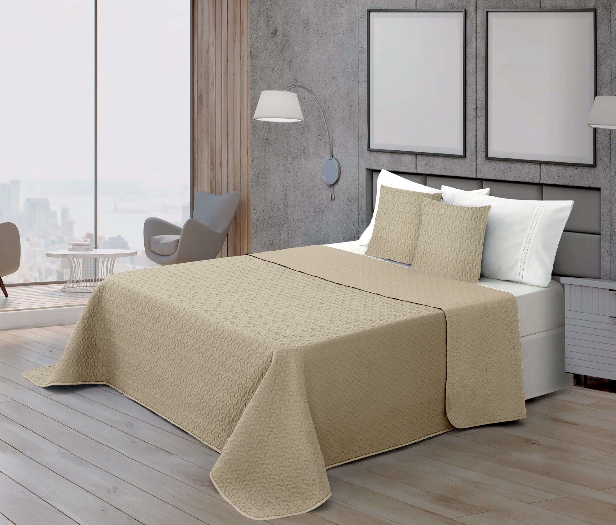 Couvre-Lit Boutis Naima Beige Lit 90 (180x270 Cm) - Design Moderne Arabesques
