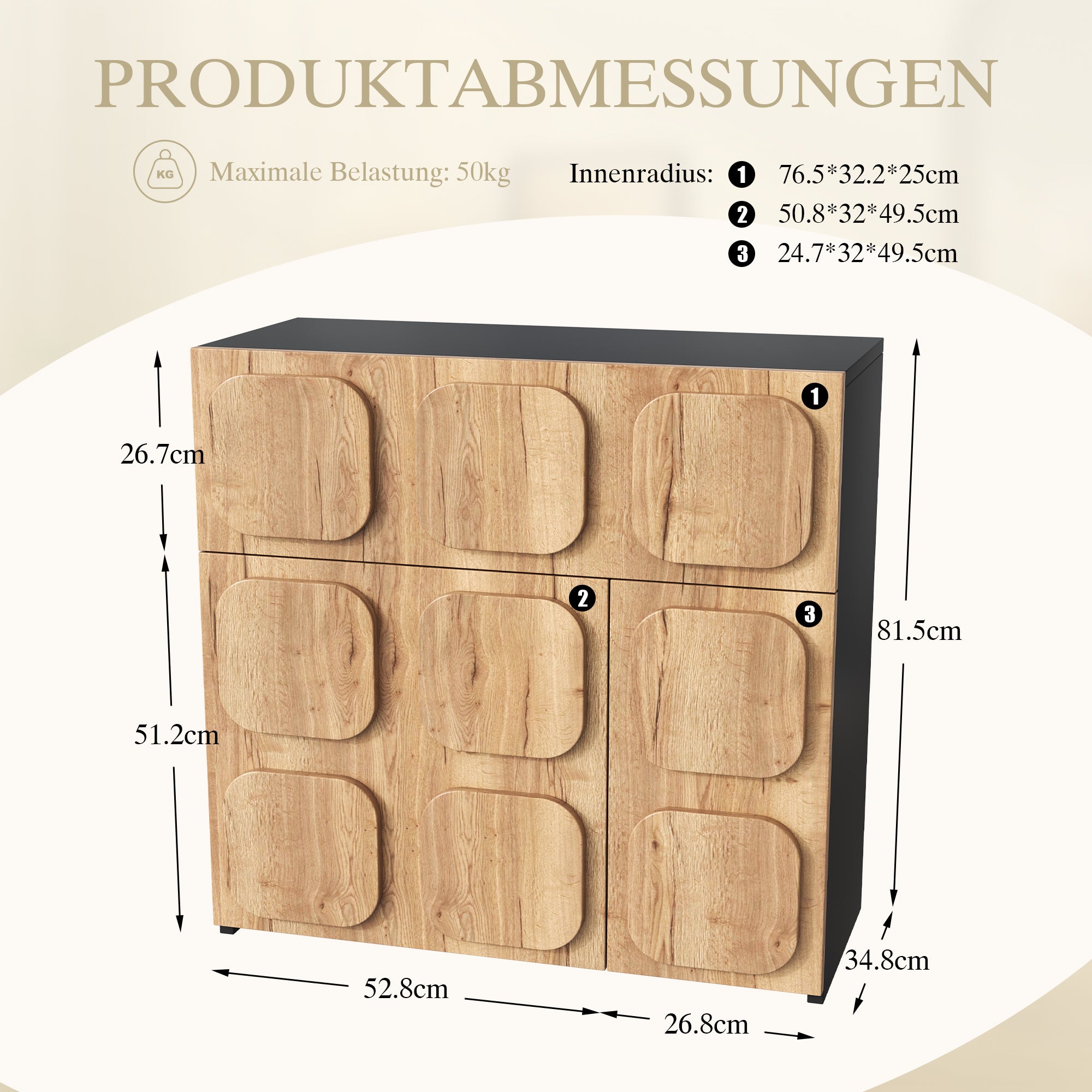 Credenza retrò modulare 5 scomparti legno ingegnerizzato legno naturale - 3