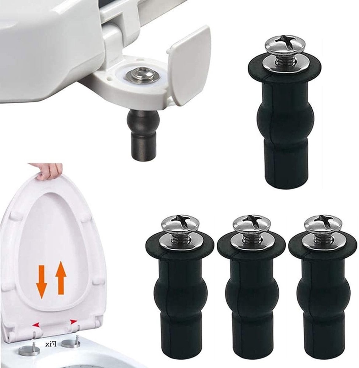 Balamale pentru capacul toaletei, Oțel inoxidabil, Kit de fixare antiderapantă, Piese de schimb, Accesorii pentru toaletă