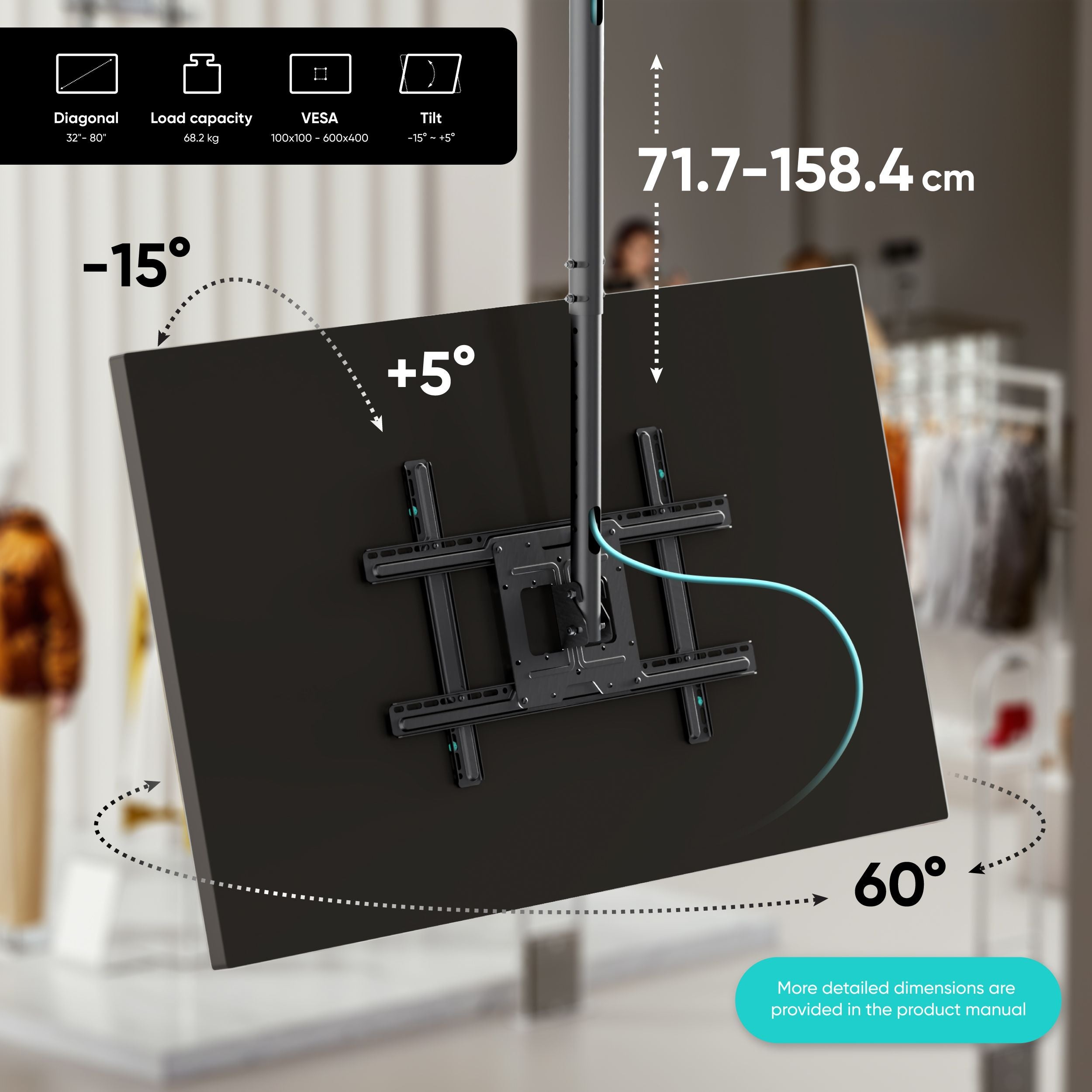 4 Supports De Plafond Télescopiques - Charge 50kg, Hauteur Réglable 115-290cm | Pour Cloisons, Meubles & Rénovation