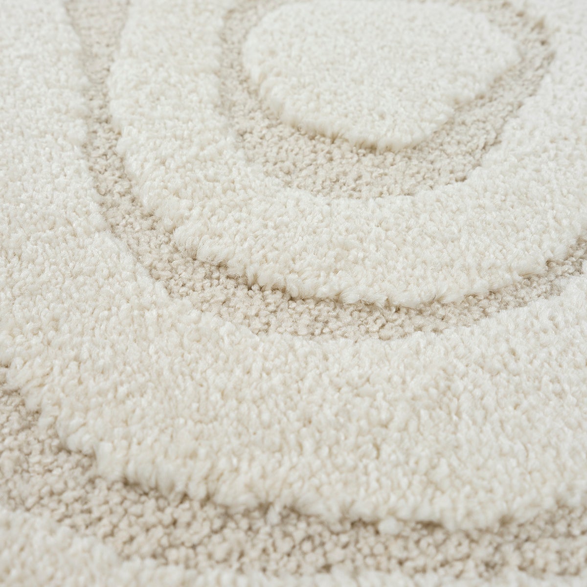 Tapis Everest moderne salon coucher effet 3D, Crème, 200 cm, Ronde - 5