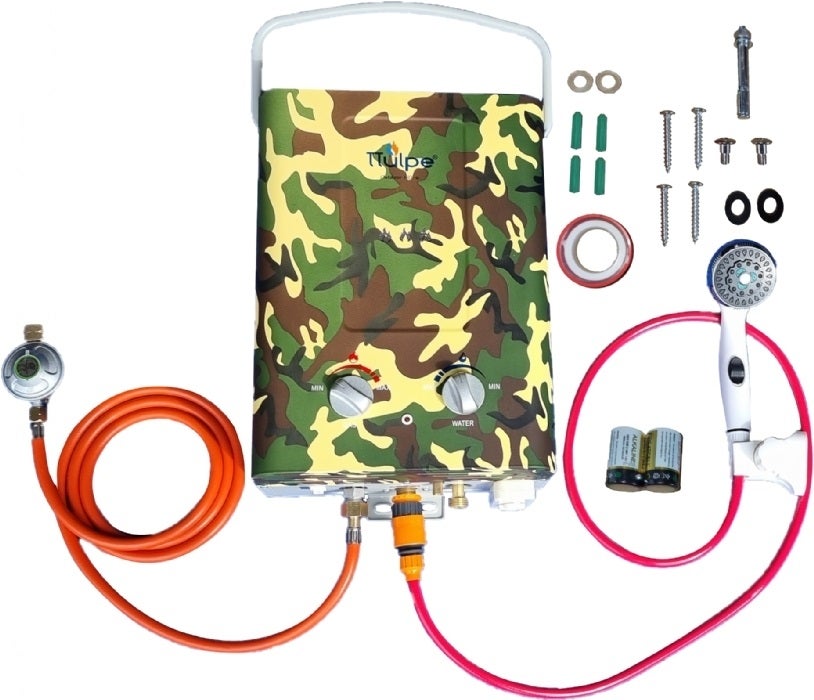 TTulpe Outdoor HD-6 P37 camo chauffe-eau portable instantané, gaz propane, allumage par piles, Bas Nox - 3