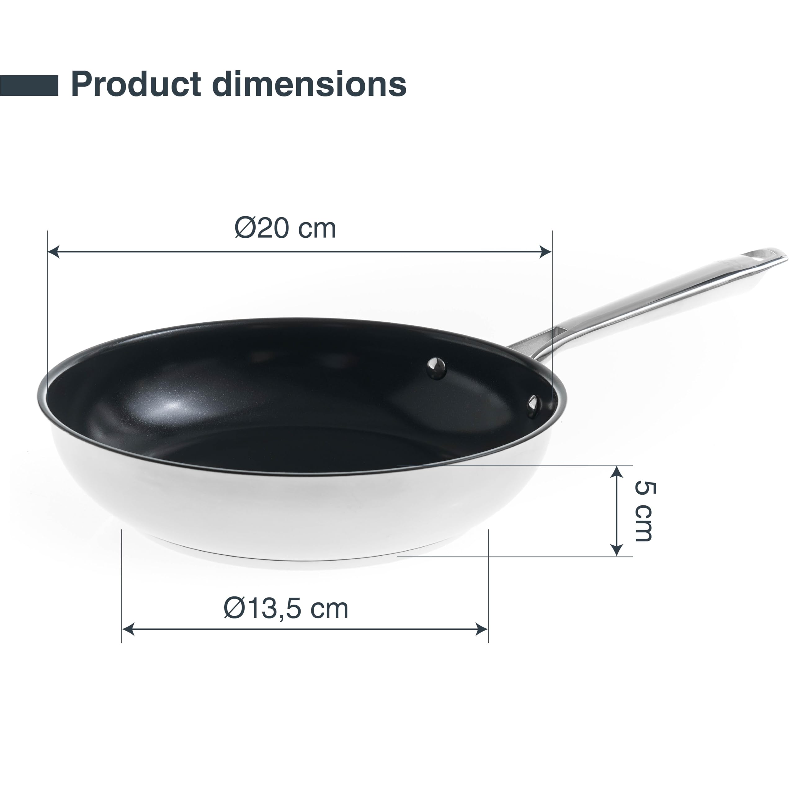 LACOR - 44320 - Padella in Acciaio Inox 18/10 Cucina, Padella Antiaderente in Ceramica PPG Fusion Pro, Adatta a tutti i Tipi di Fornelli Compresa l'In - 2