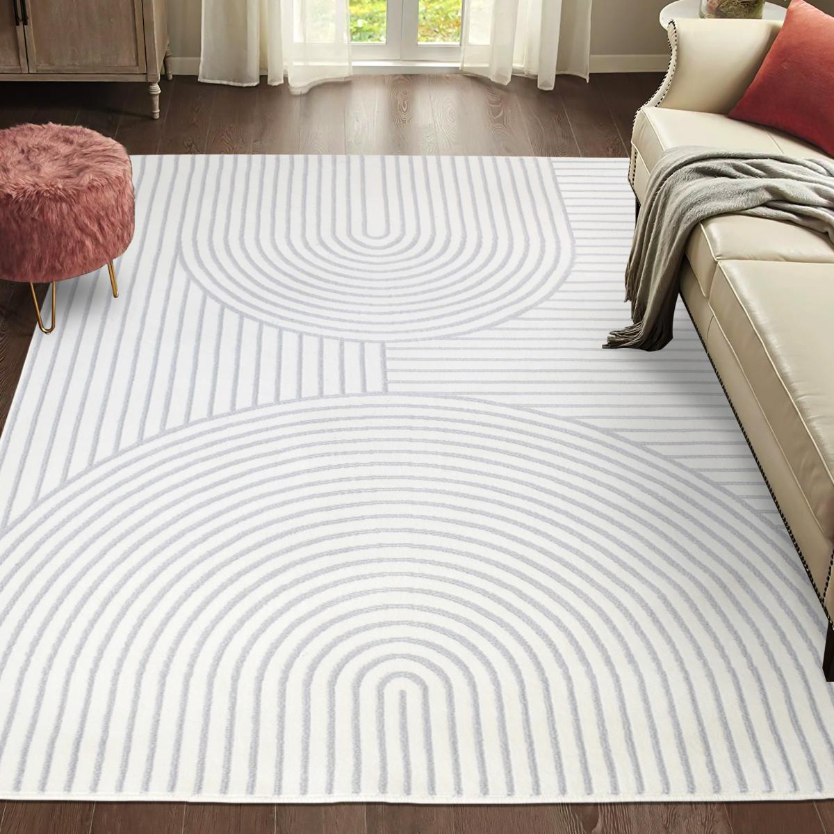 tapis salon 160x225 tissé crème rectangle motif géométrique LYN49 BINCI - 2