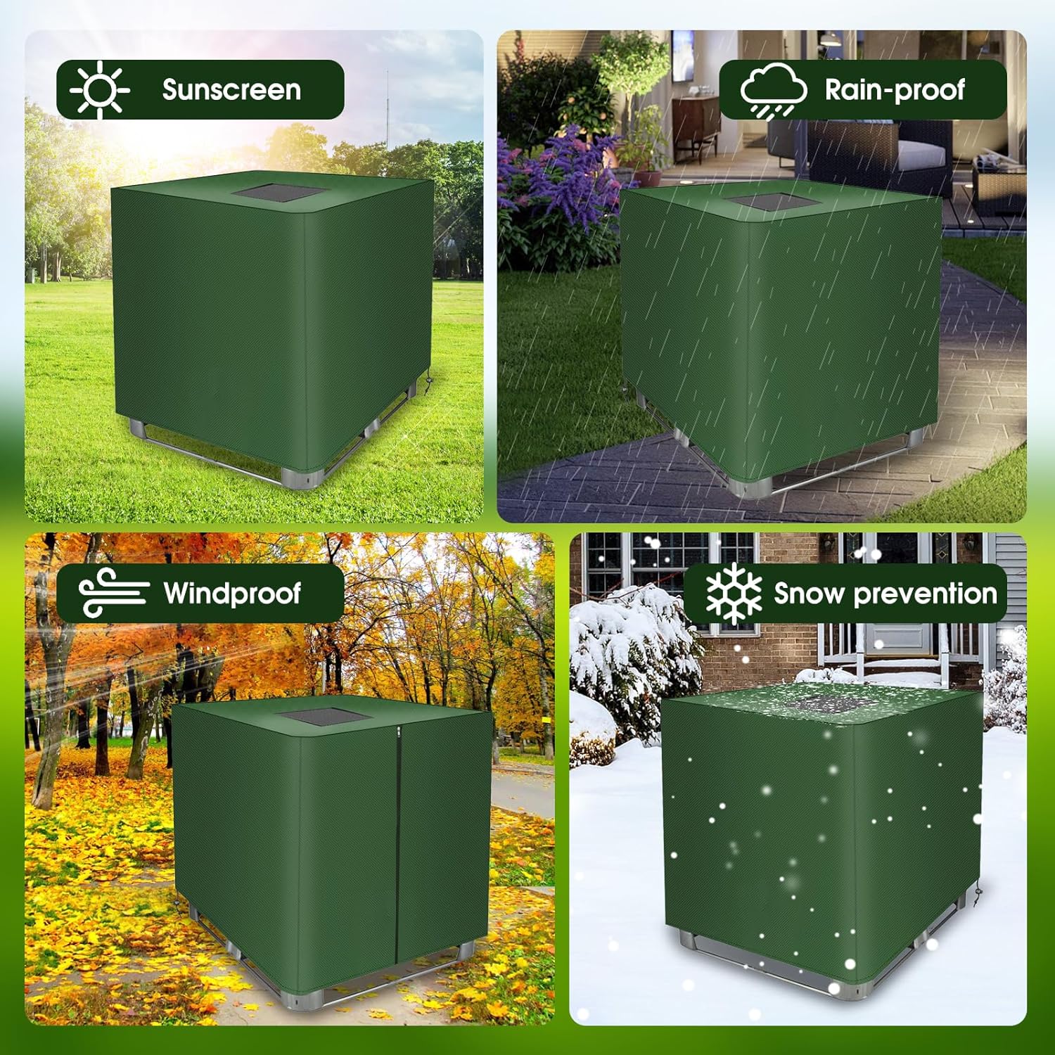 120x100x116cm (Vert) Bache pour Cuve 1000L, Housse de réservoir IBC 420D avec Fermeture Éclair, Housse de Protection IBC avec Fermeture, Anti-UV Anti- - 5