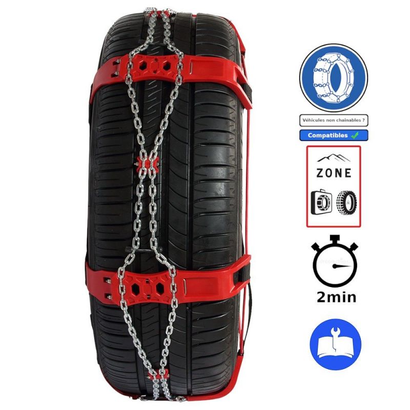 Chaussettes à Neige SWAWIS Homologuées - Alternative Légère Aux Chaînes Métalliques Pour Voiture (Taille XL)