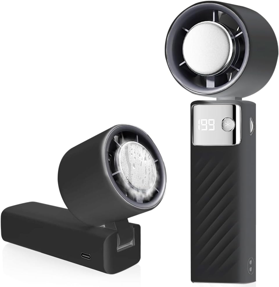 Przenośny wentylator, mini wentylator akumulatorowy 4000 mAh, mały cichy wentylator turbinowy, (1-199), na kemping, do uprawiania sportu i podróży (c