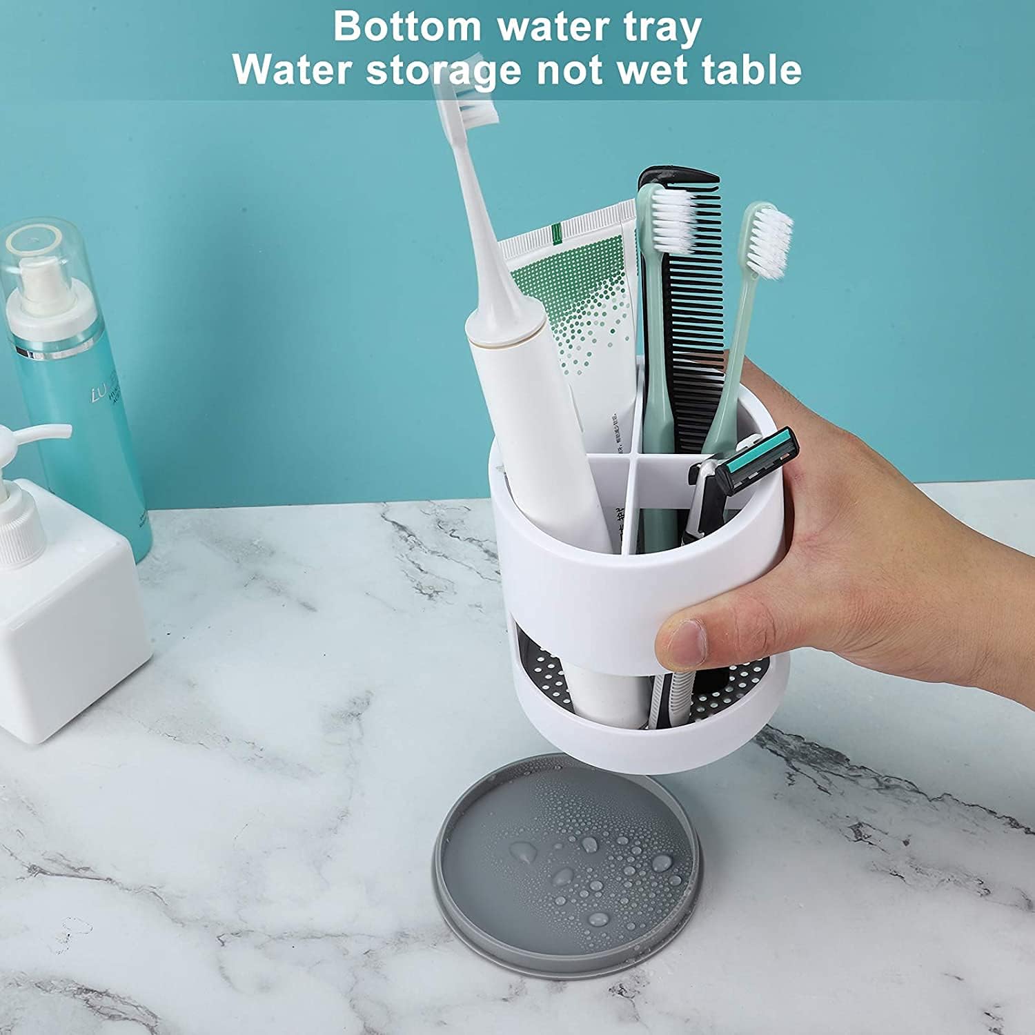 Porte-brosse à dents, porte-brosse à dents ventilé anti-moisissure, petit support de pot de brosse à dents robuste pour un rangement facile dans - 4