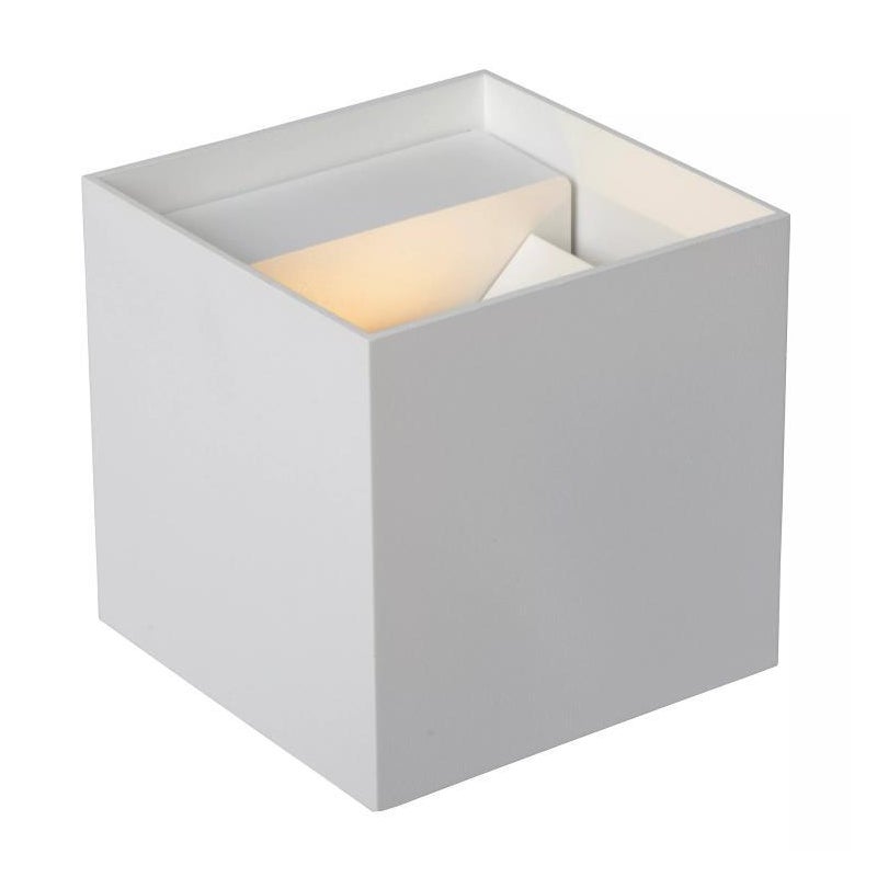 Kinkiet LED kwadratowy AXI biały 6W Ciepła biel 350lm metal wym:10x10x10cm IP54 Lucide