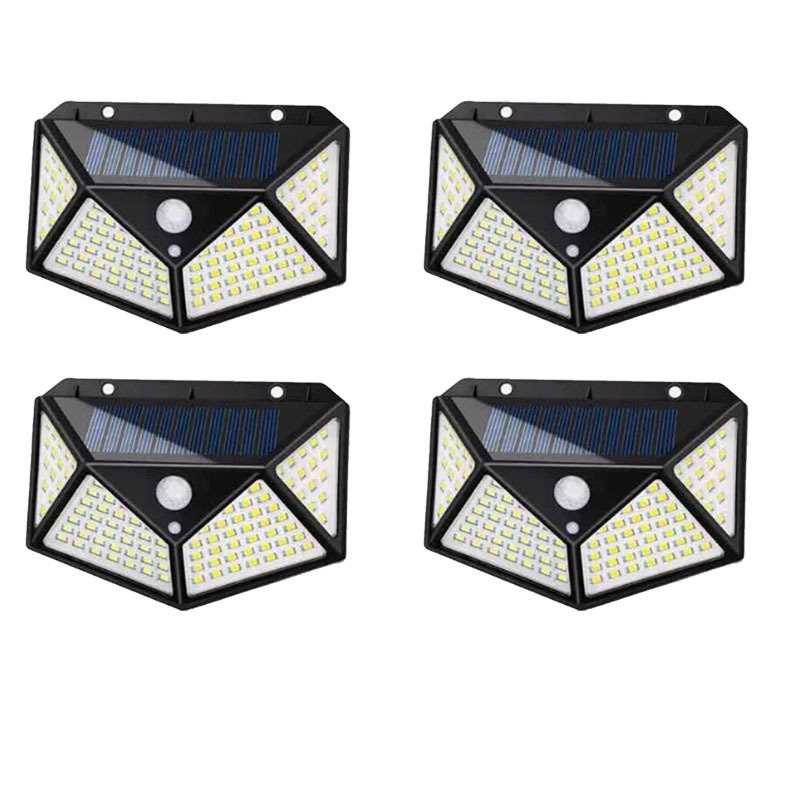 Zestaw 4 100 lamp solarnych LED do użytku zewnętrznego, wodoodpornych, IP65