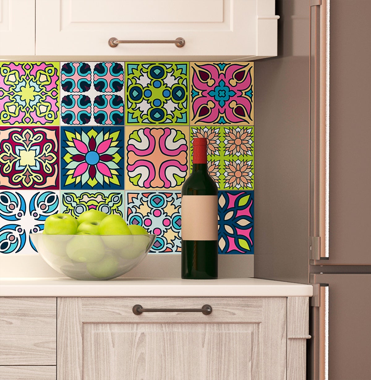 12 adesivi piastrelle di cemento Tahiti - Sticker adesivo - adesivi murali - 12stickers10x10cm - 3