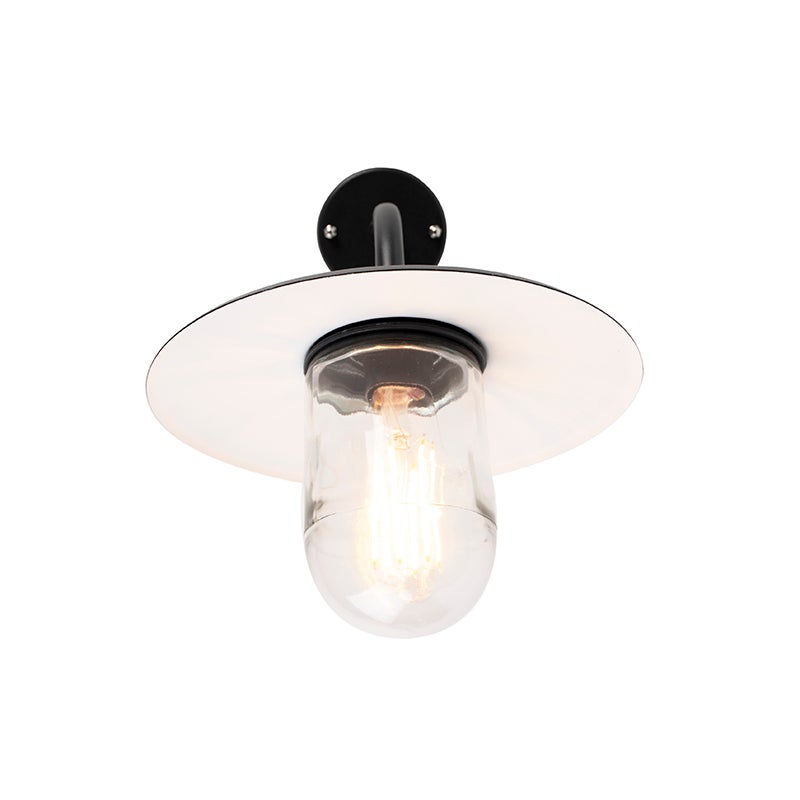 Qazqa industriel applique murale extérieure, lampe murale pour jardin - Munich - noir, max. 60w, e27, 26cm, IP44, rond - 7