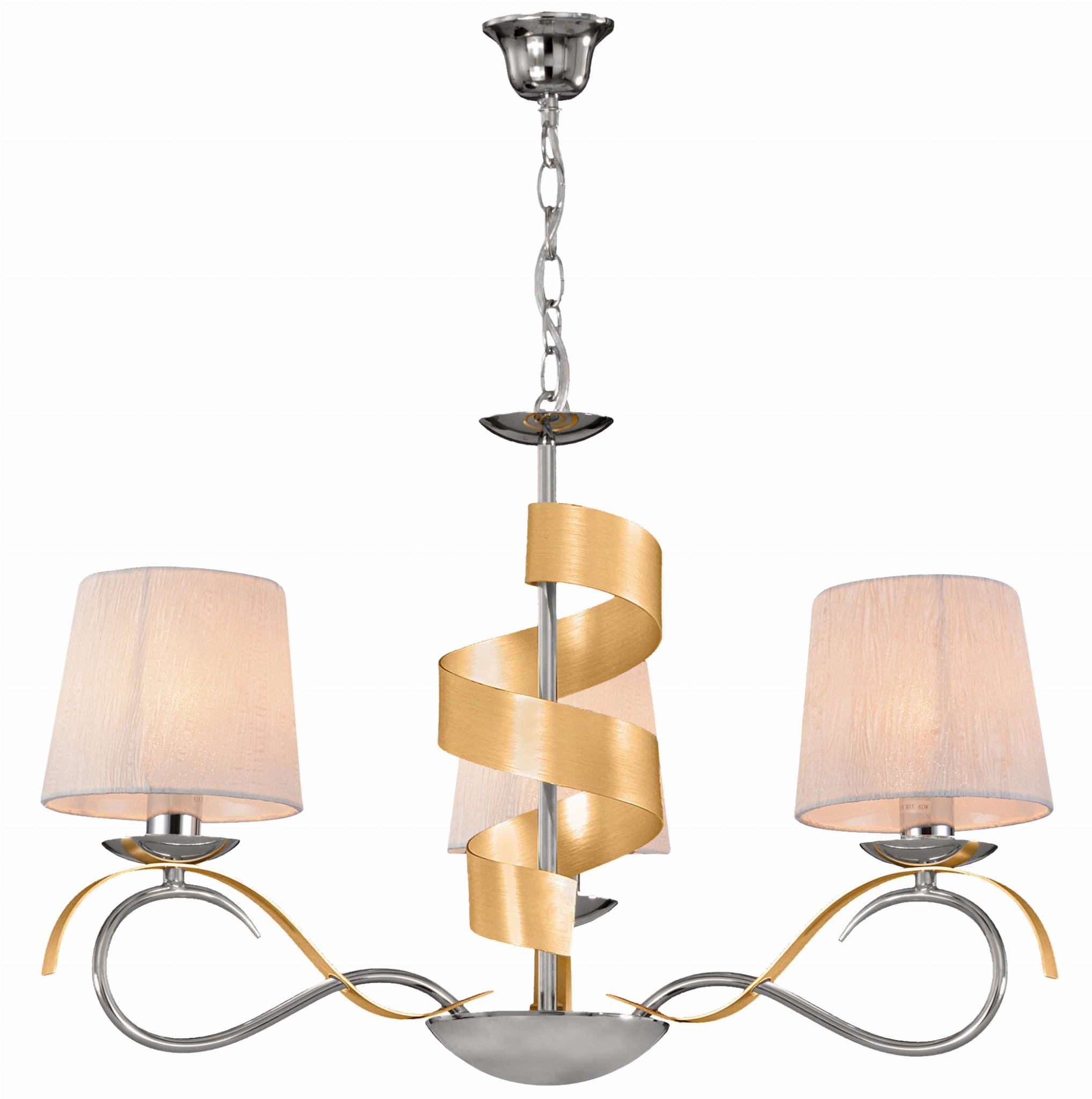 Lampa wisząca Denis chromowana-biała-złota 3xE14x40W wym: 100 x 68 x 68 cm metal Candellux