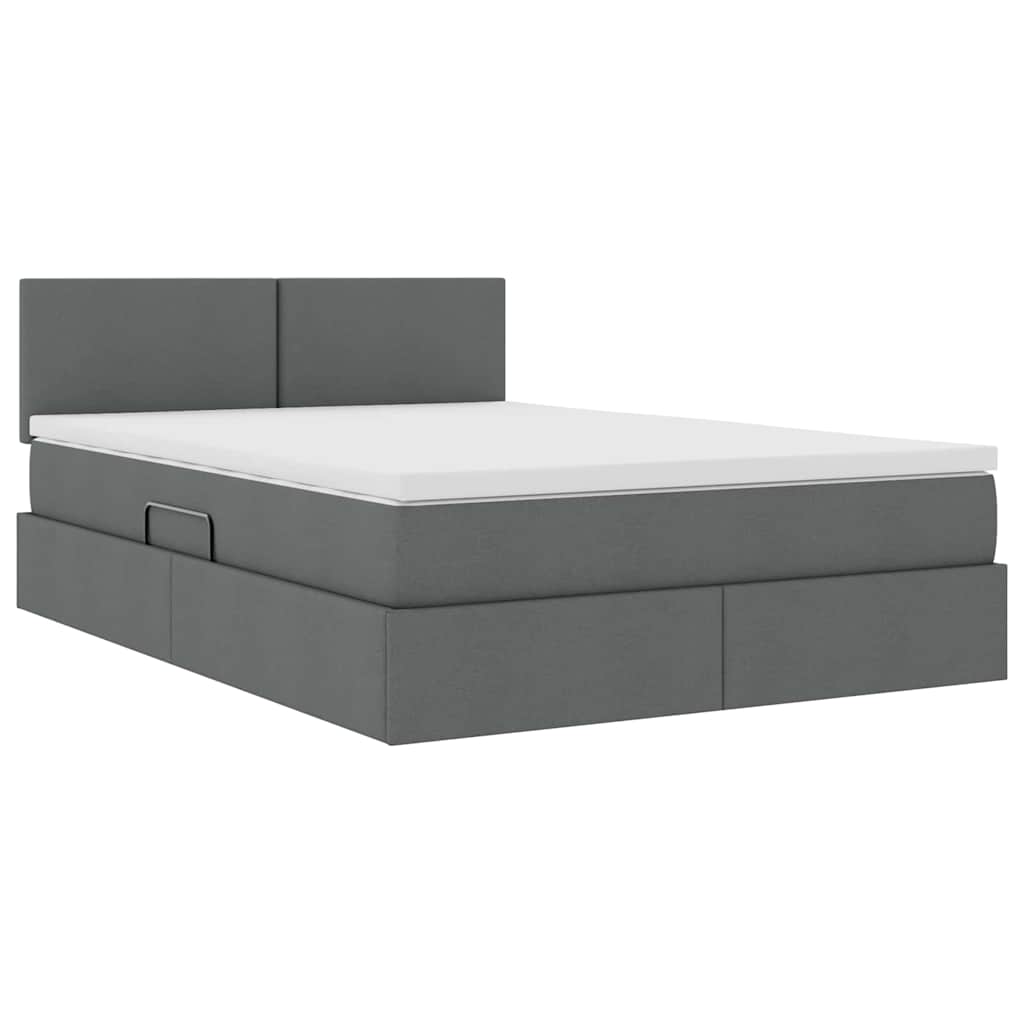Lit avec rangement et matelas gris foncé 140 x 200 cm velours - 5