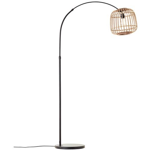 BRILLIANT Nikka lampa podłogowa łukowa 1,7m czarny/naturalny | 1x A60, E27, 40W, pasuje do zwykłych żarówek (brak w zestawie) - 6