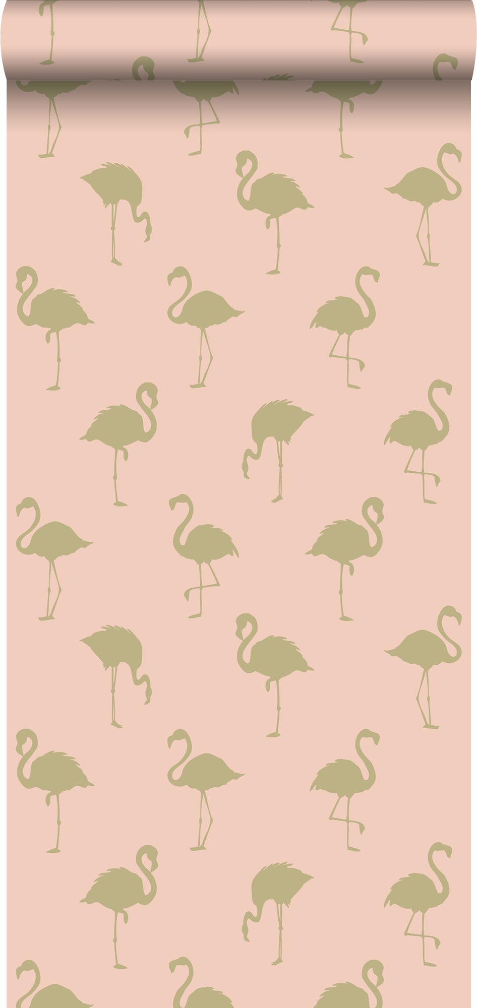 Tapeta flamingi złotymIbrzoskwiniowego różu - 53 cm x 10.05 m - ESTAHOME