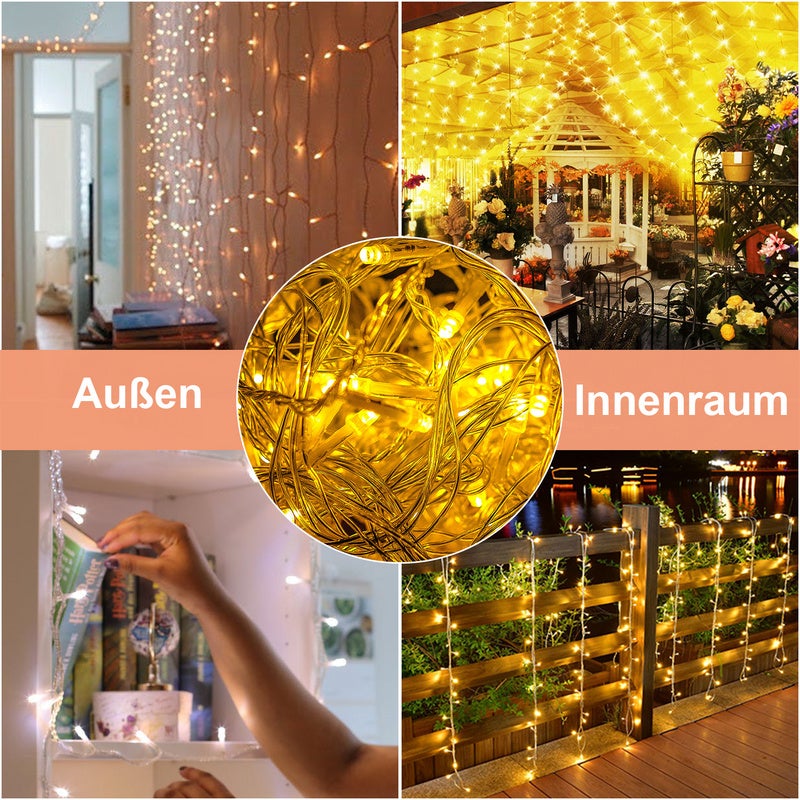 100M 500 luci a stringa a LED lucine bianche calde 8 modalità di illuminazione luci per feste da giardino per interni ed esterni luci natalizie IP44 - 4