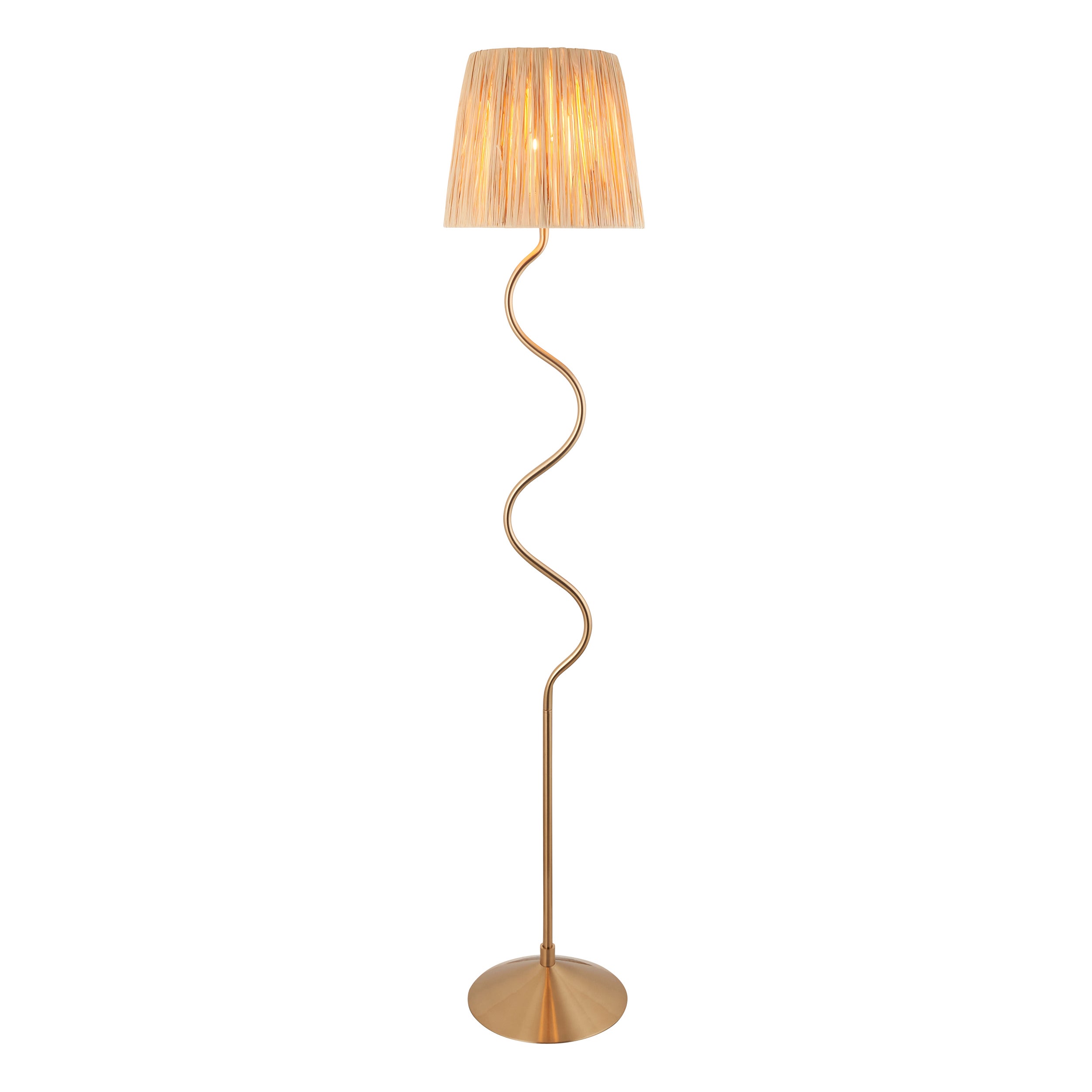 Lampa stojąca nieregularny trzon WRIGGLE mosiężno-złota 1xE27x10W metal wym:150x32x32cm IP20 Endon