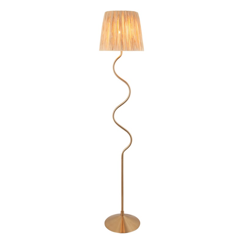 Lampa stojąca nieregularny trzon WRIGGLE mosiężno-złota 1xE27x10W metal wym:150x32x32cm IP20 Endon