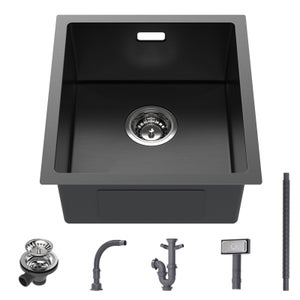 Cecipa max Évier Inox Encastré 40*44*19 cm Évier de Cuisine 1 Bac Évier de Cuisine - 201 Nanomètre Noir,EU Modèle
