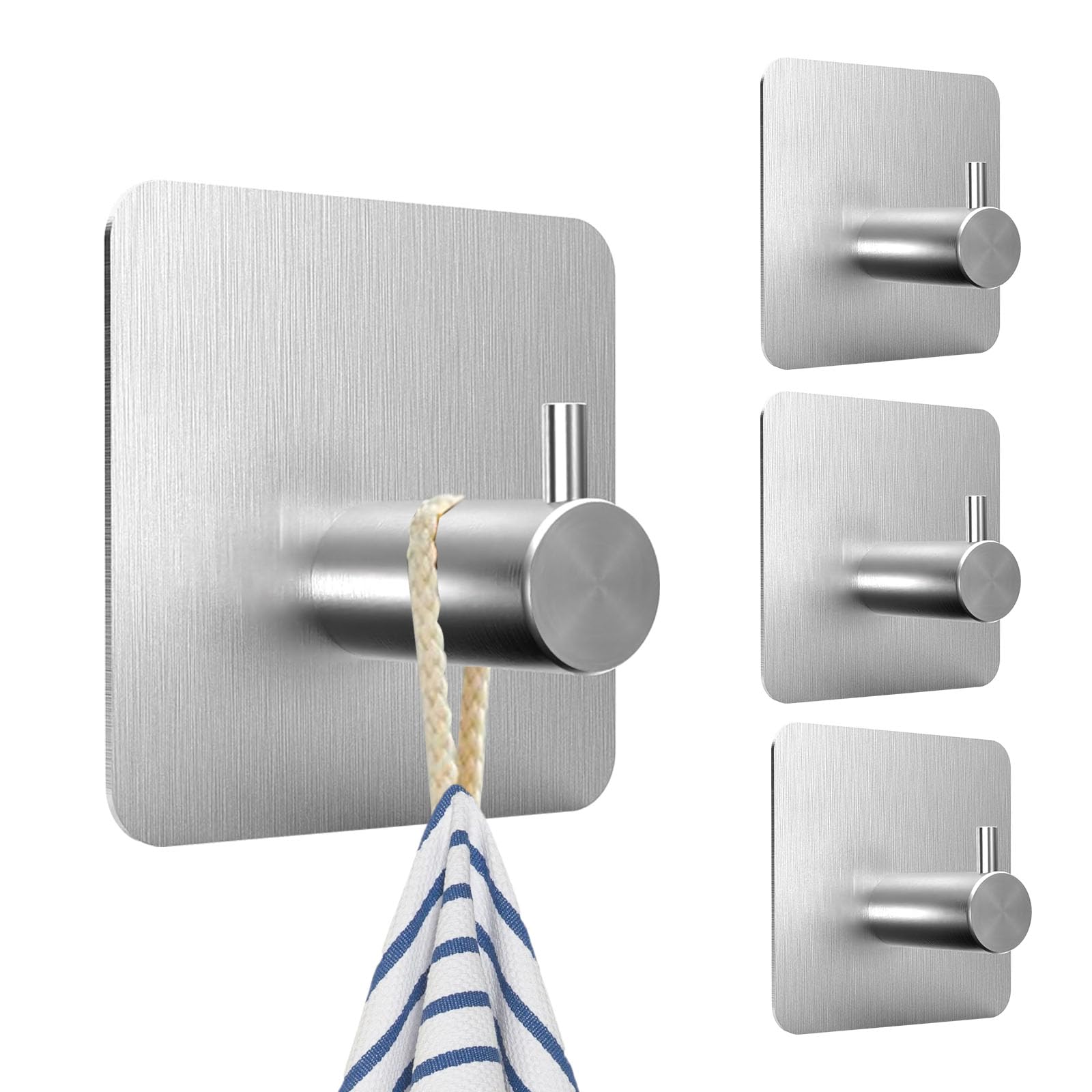 Ganci Autoadesivi Da Parete In Alluminio, Confezione Da 4, Oro, Per Appendere Asciugamani, Accappatoi E Chiavi, Adatti Per Cucina E Bagno