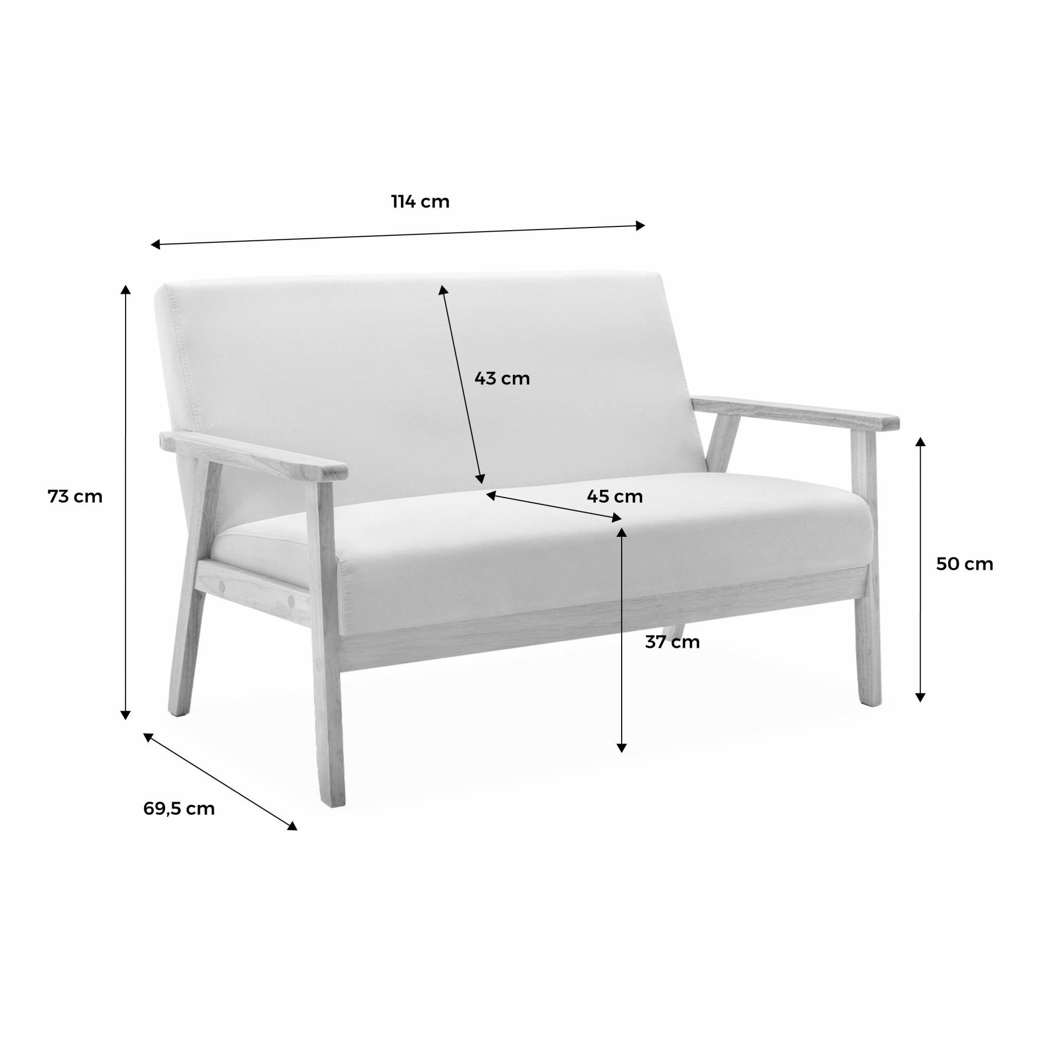 Banquette canapé en bois et tissu bouclette. Isak. L 114 x P 69.5 x H 73cm - 7