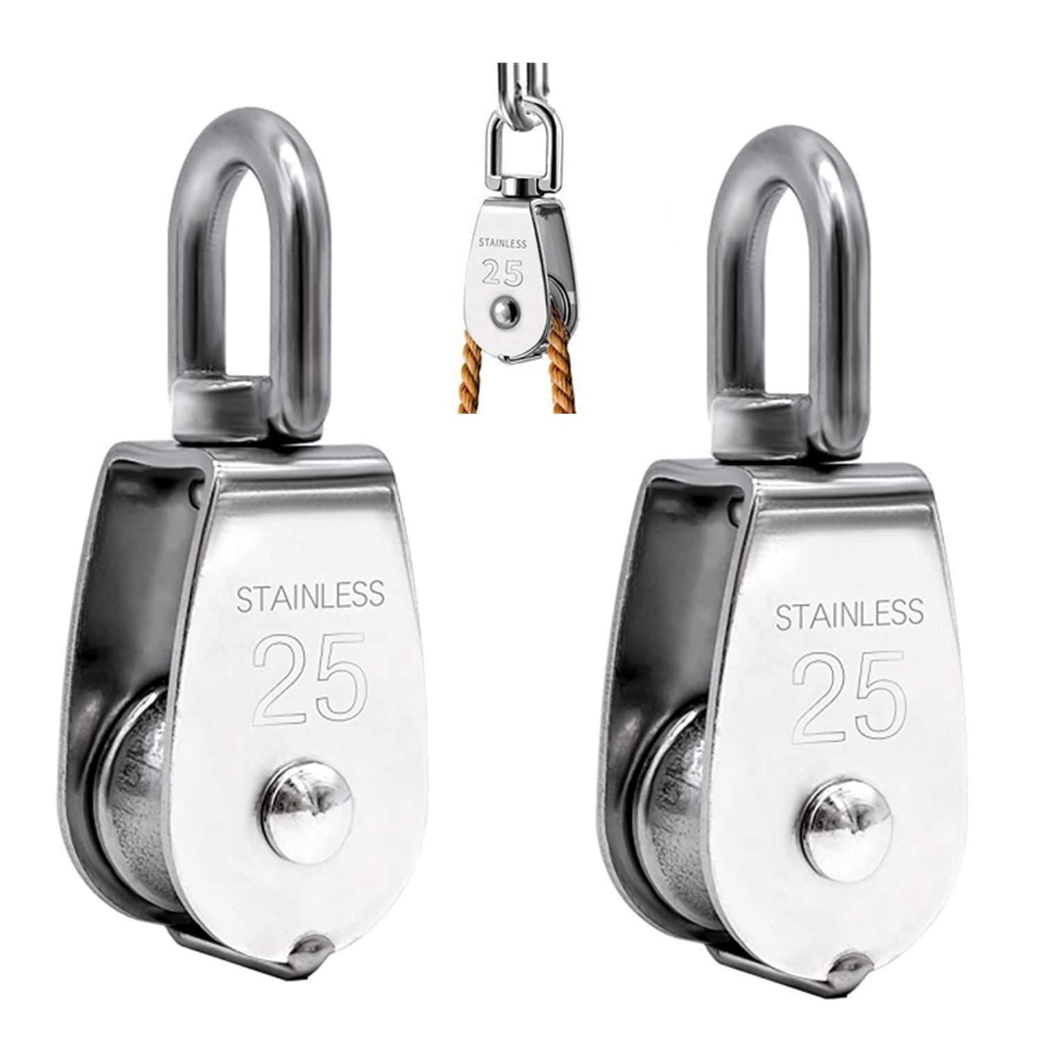Puleggia Singola Girevole BE-TOOL M25 In Acciaio Inox 304 - Carico Max 150 Kg, Per Fune Di Sollevamento, Antiruggine
