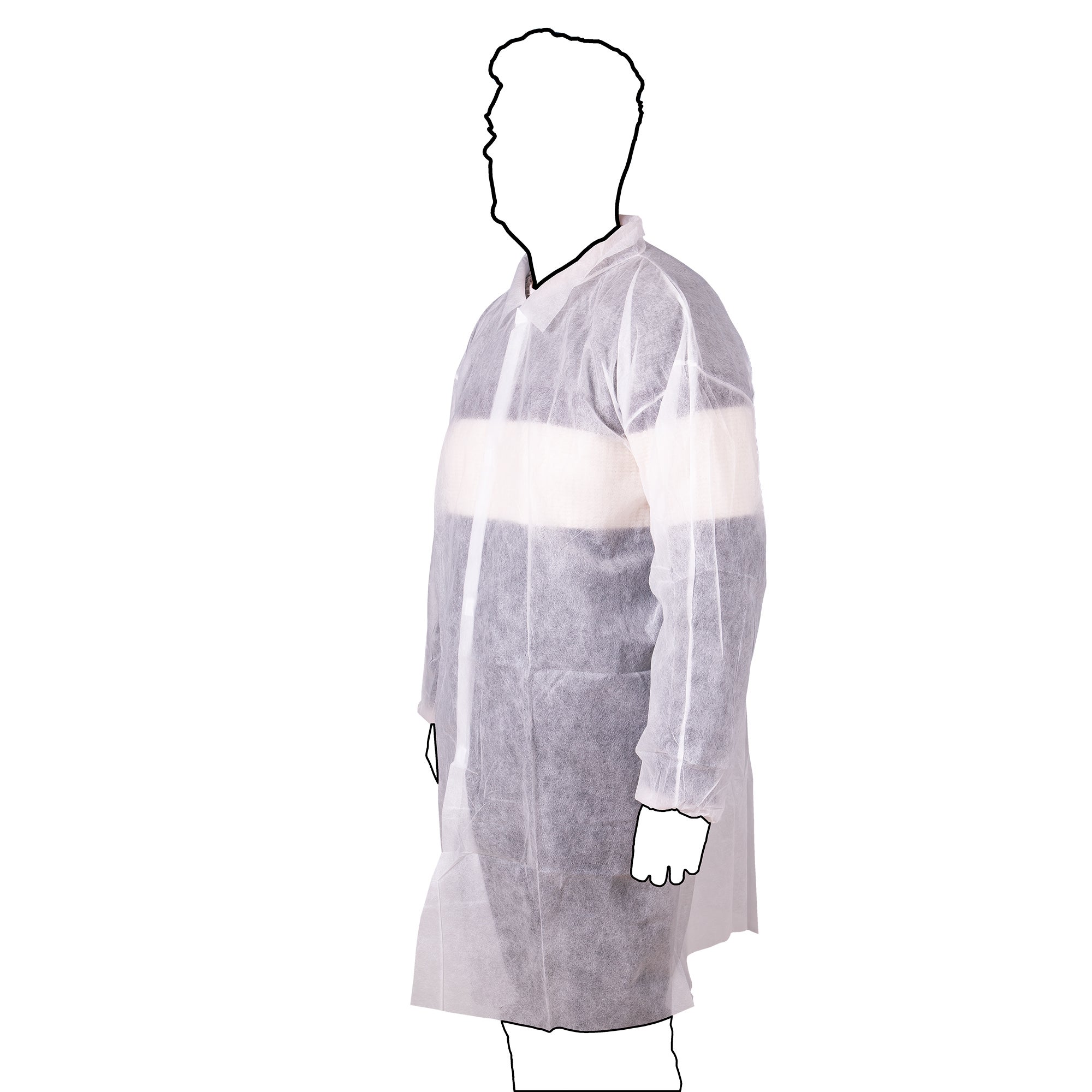 Cofan Bata descartável branca | Material: polipropileno | Fecho de velcro e punhos elásticos | Cor: branca | Tamanho único - 3