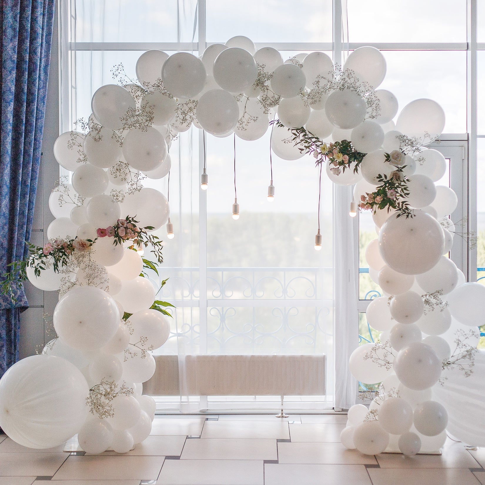 Arche de Mariage de Ballon Anniversaire Photo de Fleur Ronde Métallique Cercle Triple Jardin Cérémonie Photographie Fête - 4