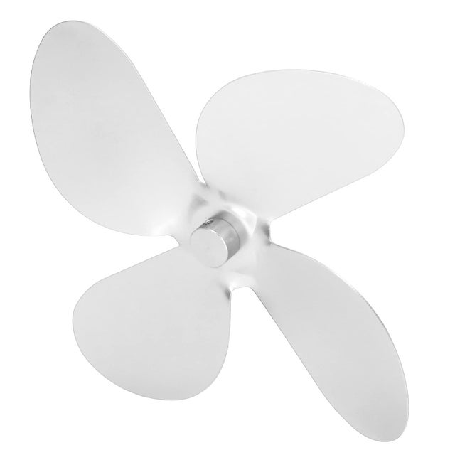 Kit de 4 pales de Ventilateur poêle en alliage d'aluminium avec clé hexagonale et vis de remplacement (argent)