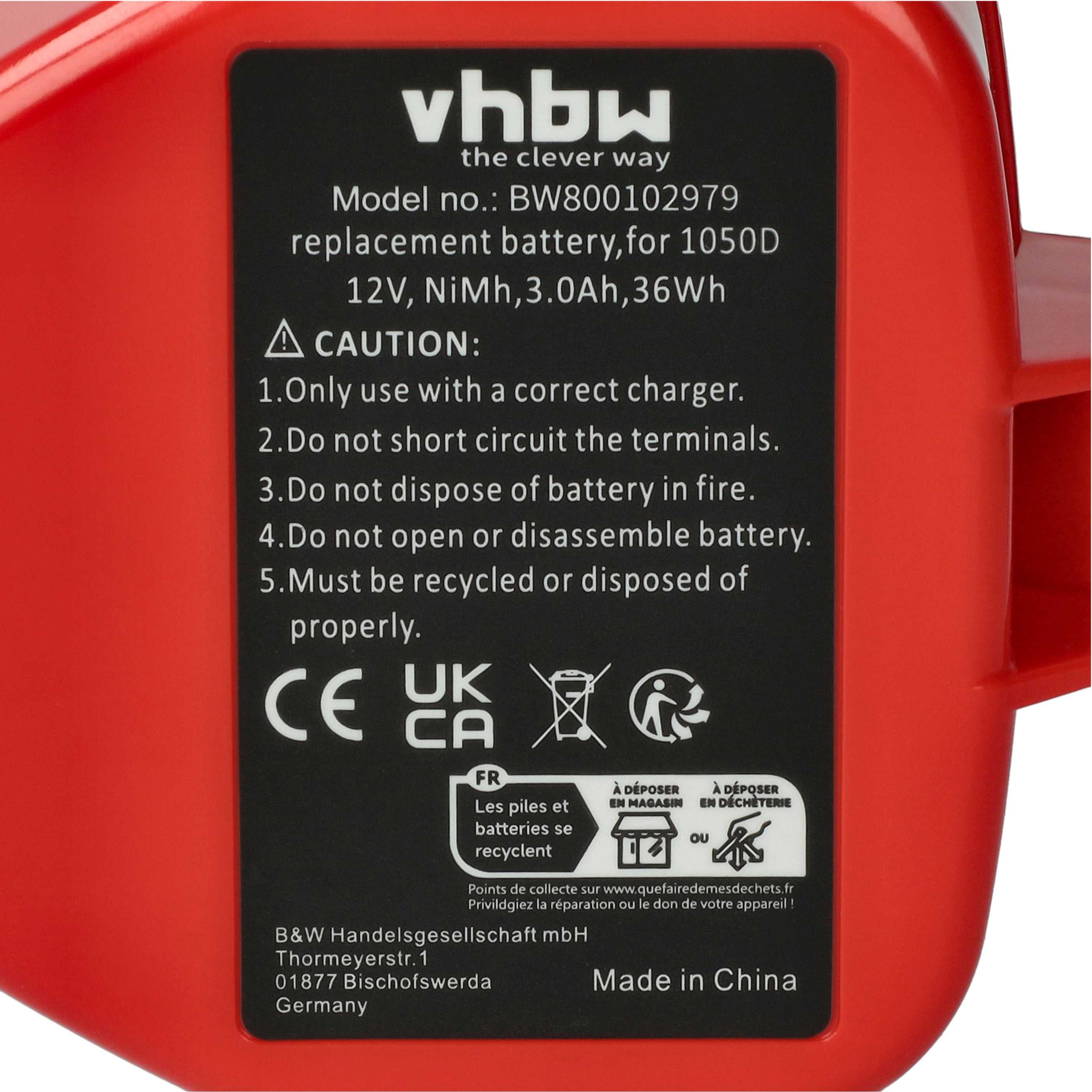 vhbw 2x Batterie remplacement pour Klauke RA4, RA5, RA3 pour outil électrique (3000 mAh, NiMH, 12 V) - 4